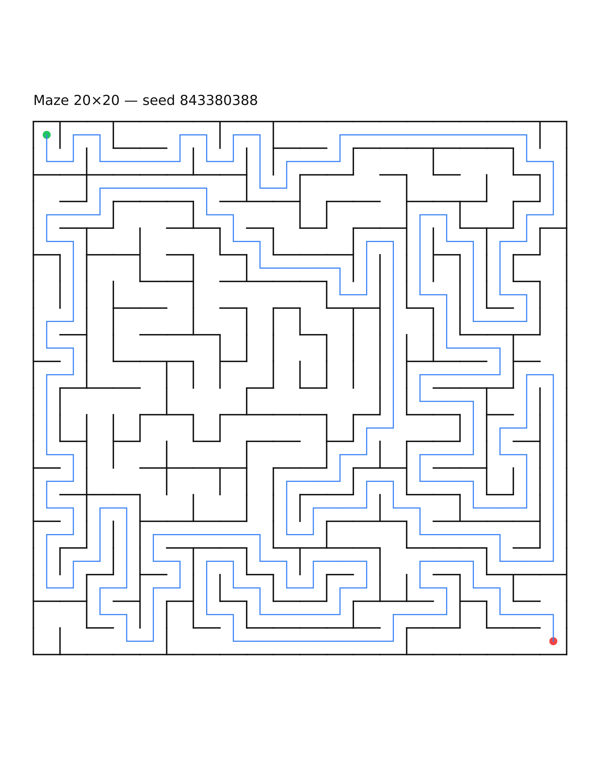 Maze 20×20 #18 — solution