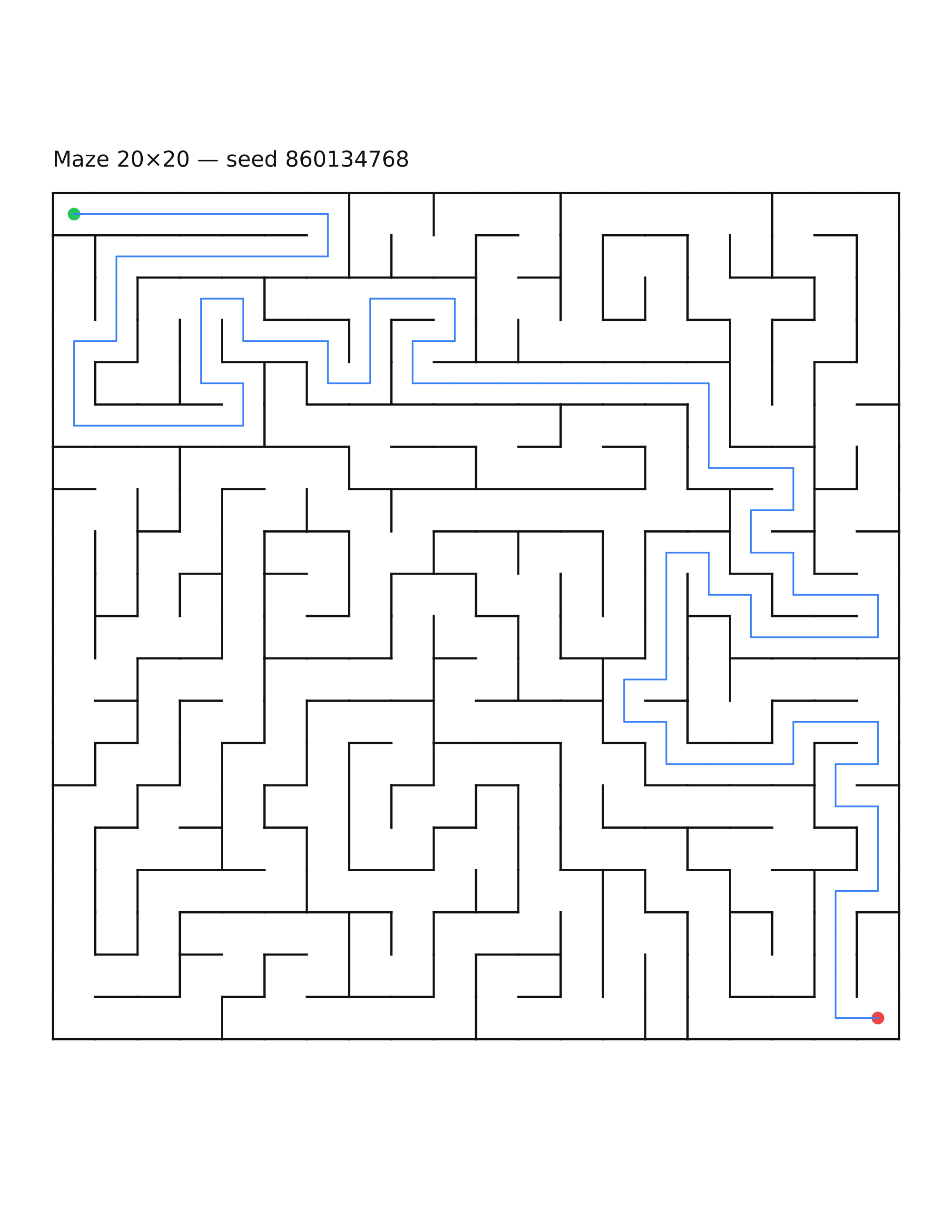 Maze 20×20 #14 — solution