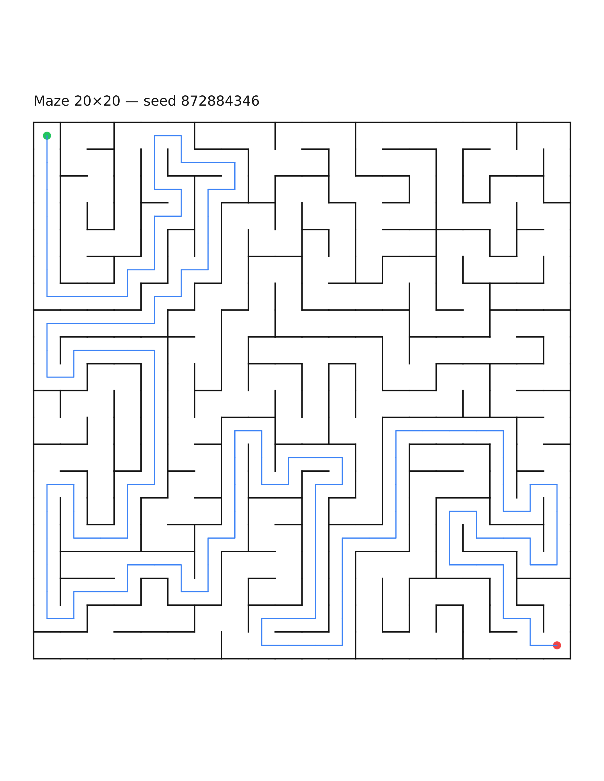 Maze 20×20 #30 — solution