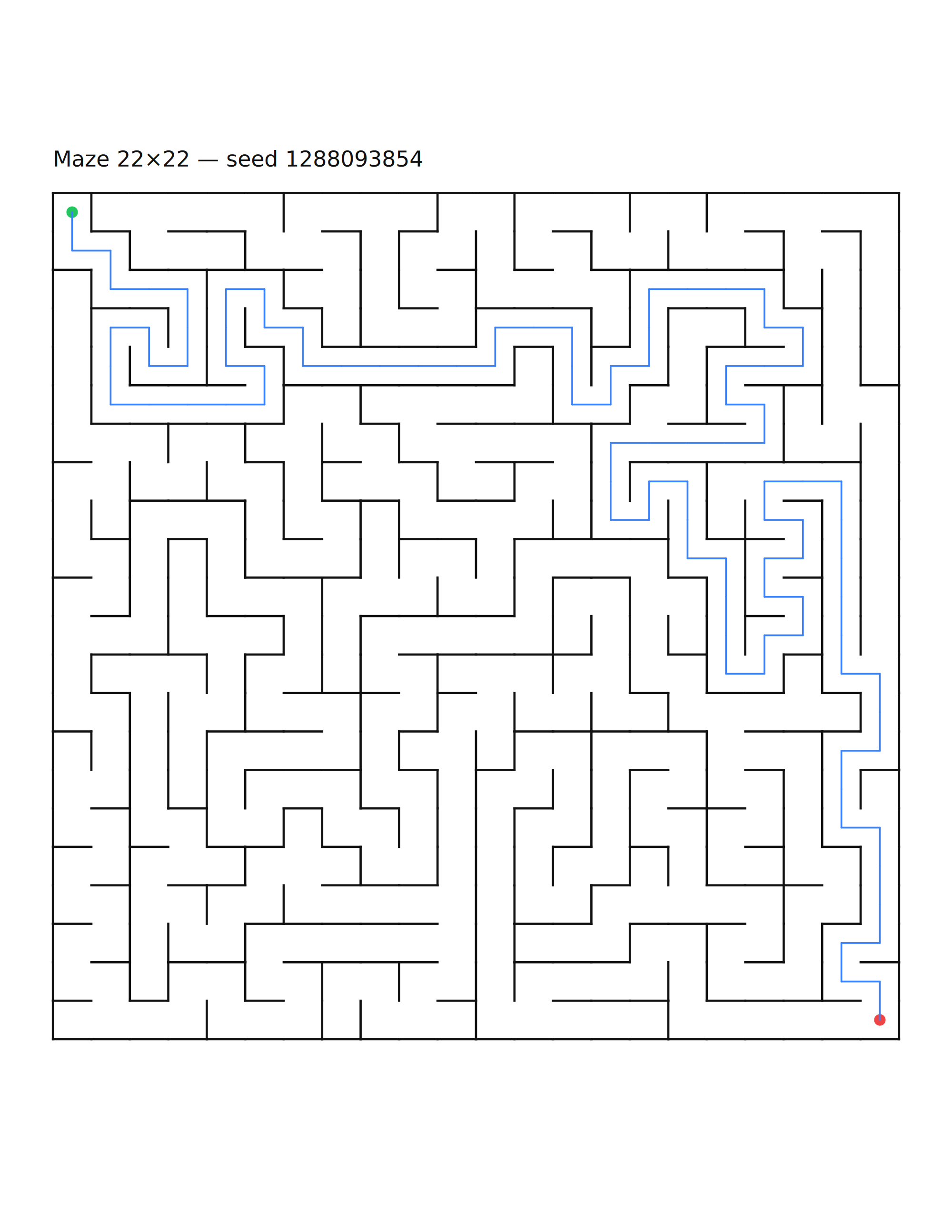 Maze 22×22 #2 — solution