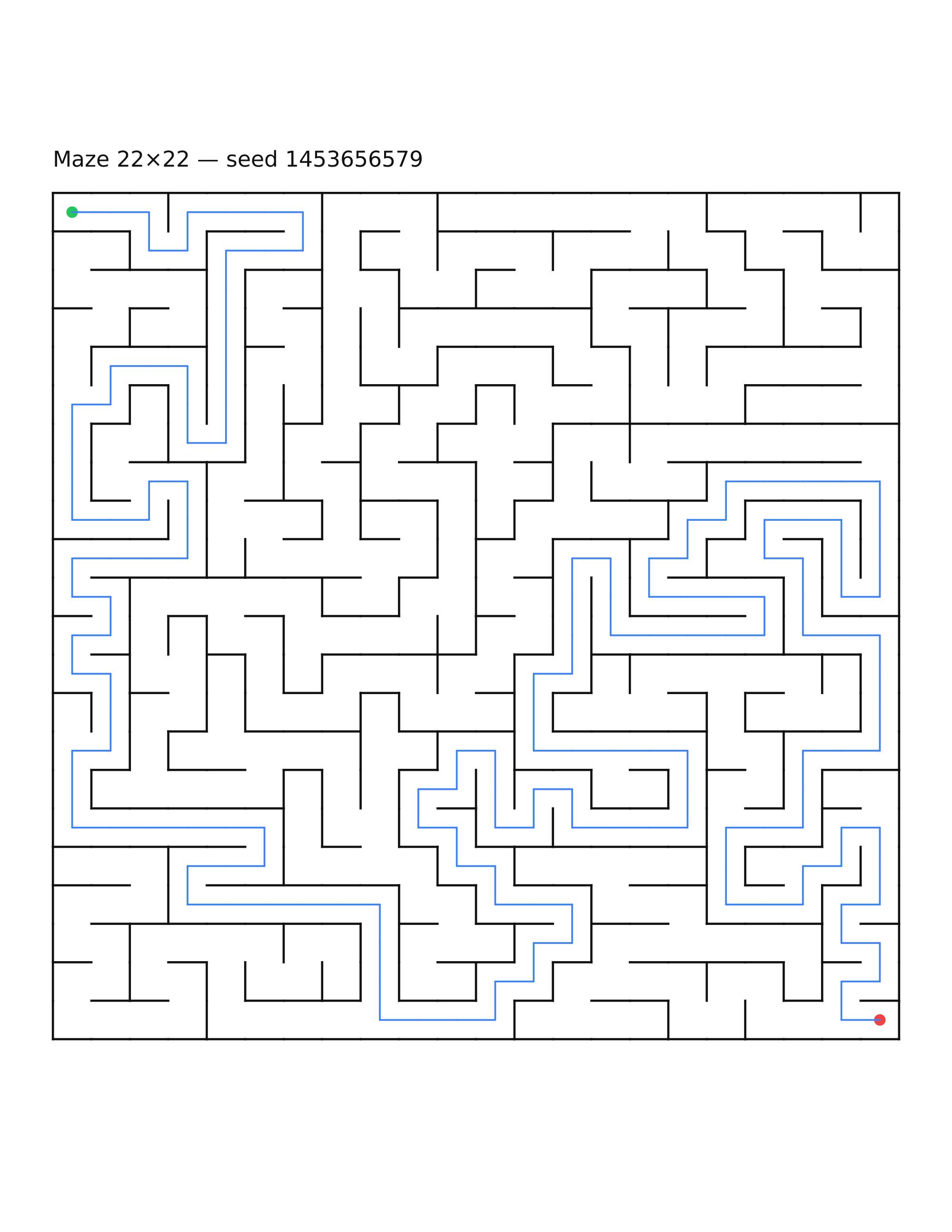 Maze 22×22 #28 — solution