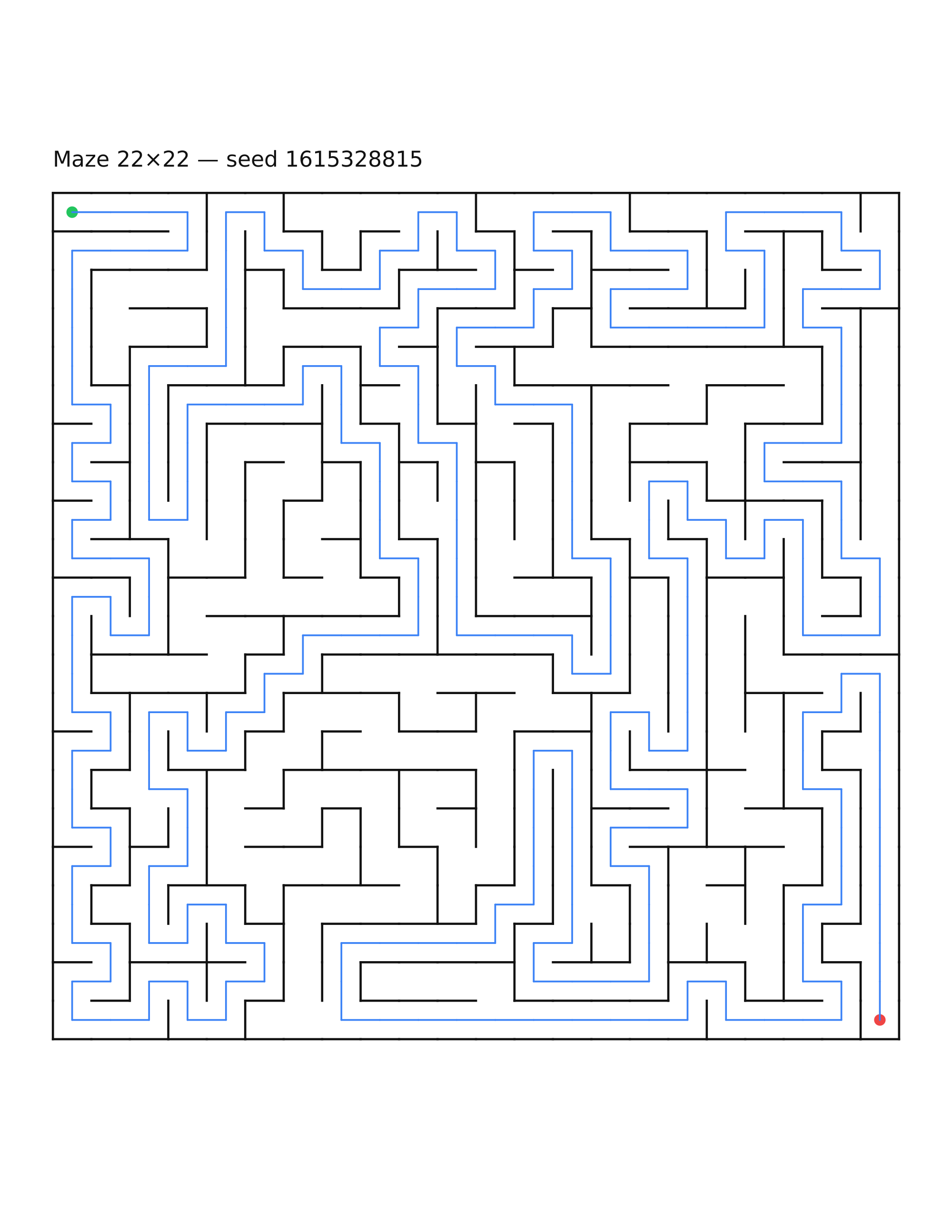 Maze 22×22 #4 — solution