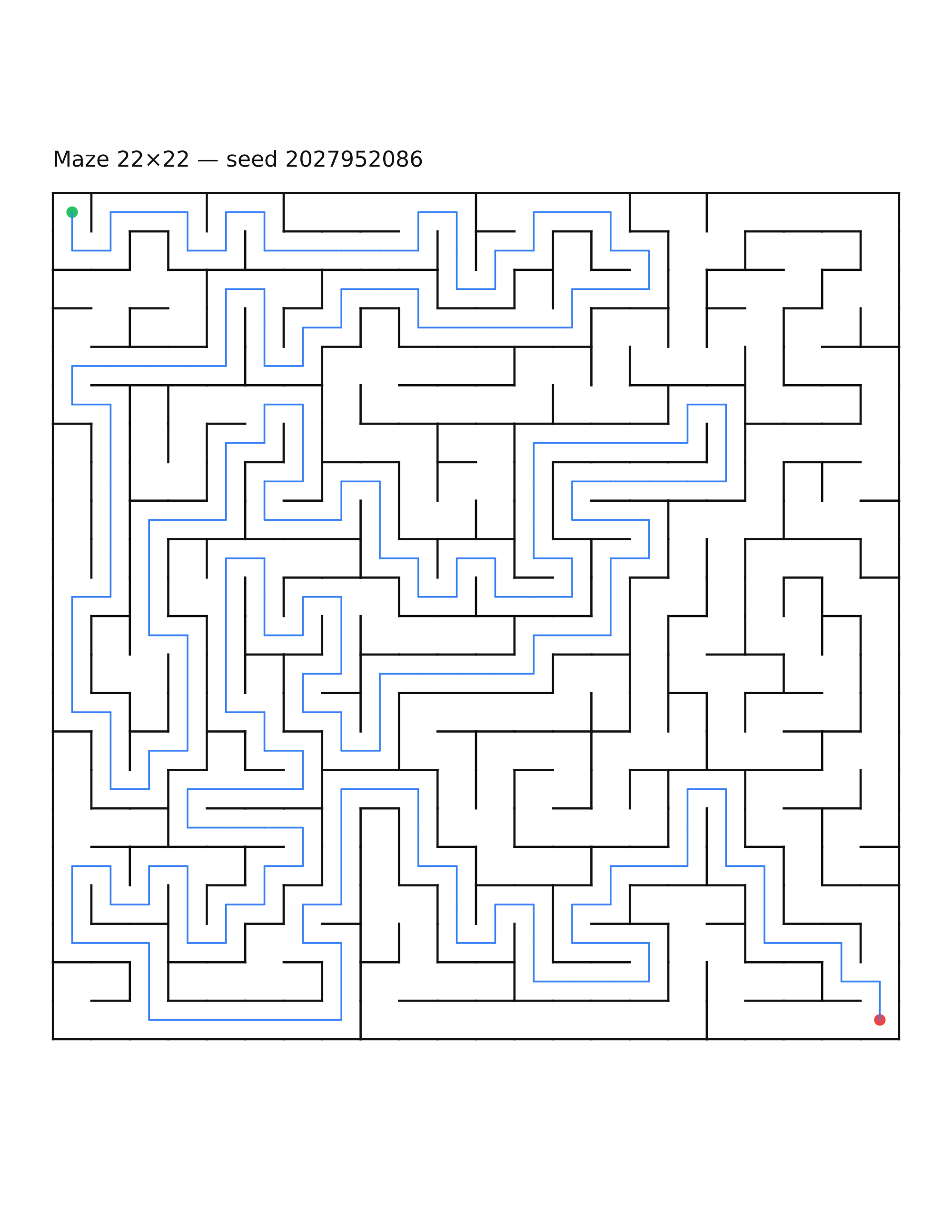 Maze 22×22 #29 — solution