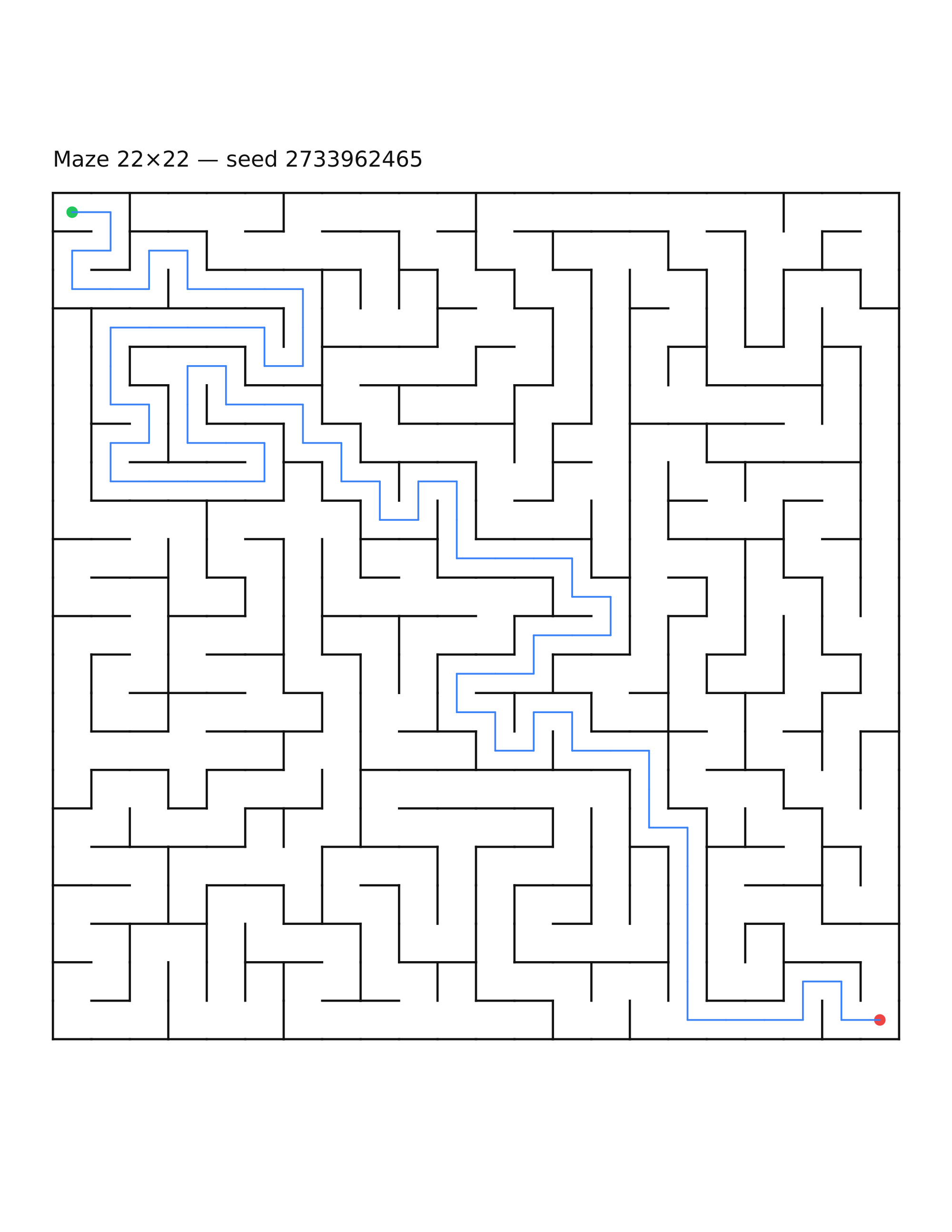 Maze 22×22 #7 — solution