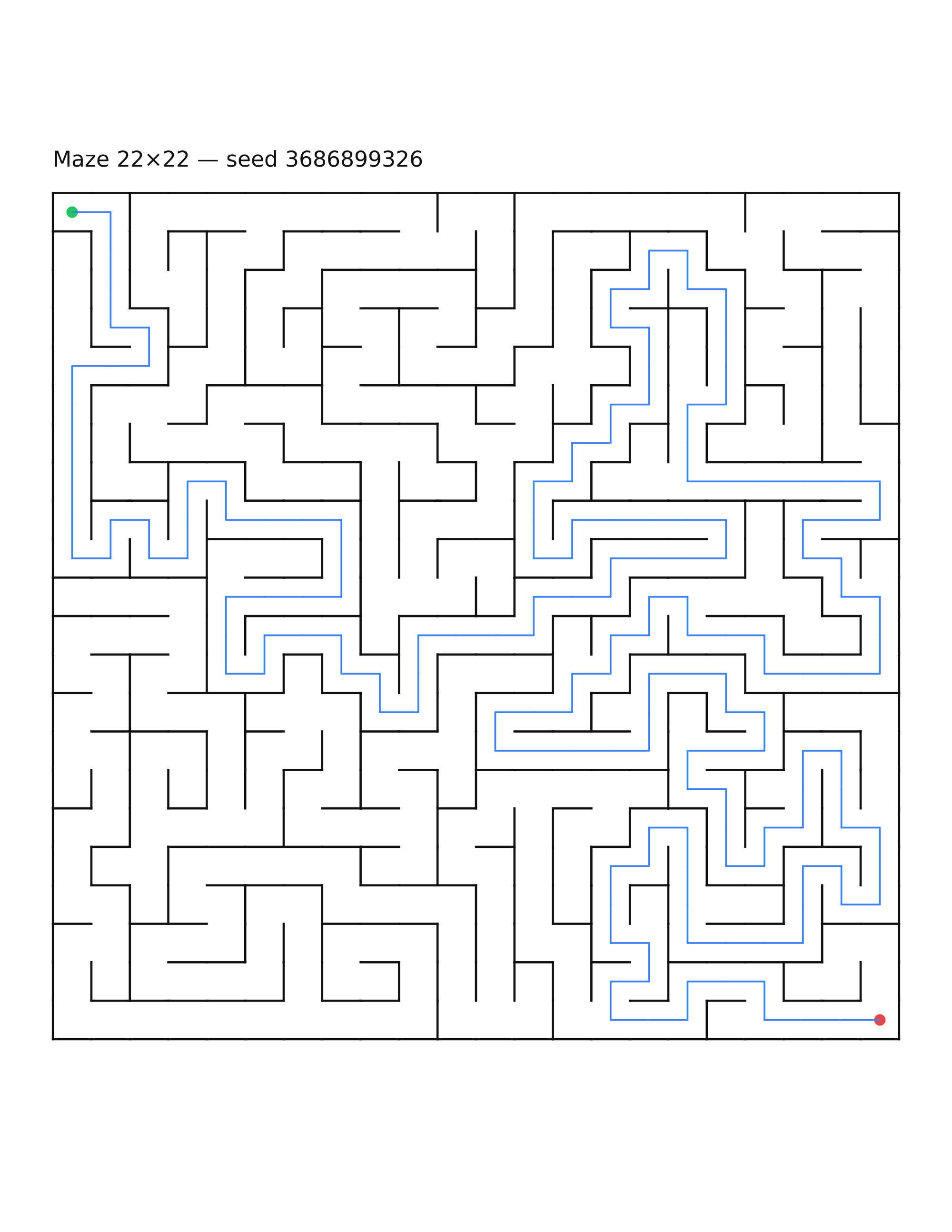 Maze 22×22 #29 — solution