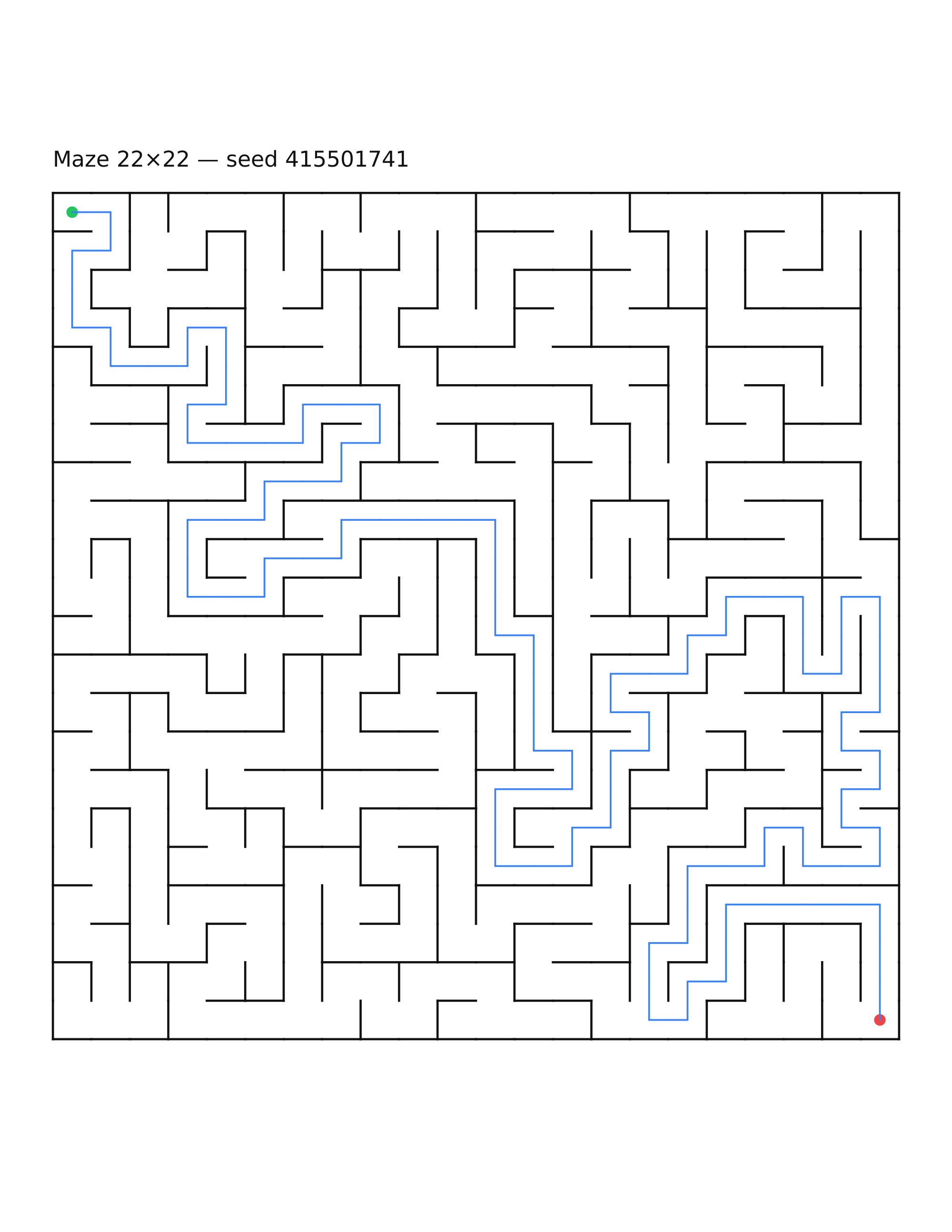Maze 22×22 #29 — solution