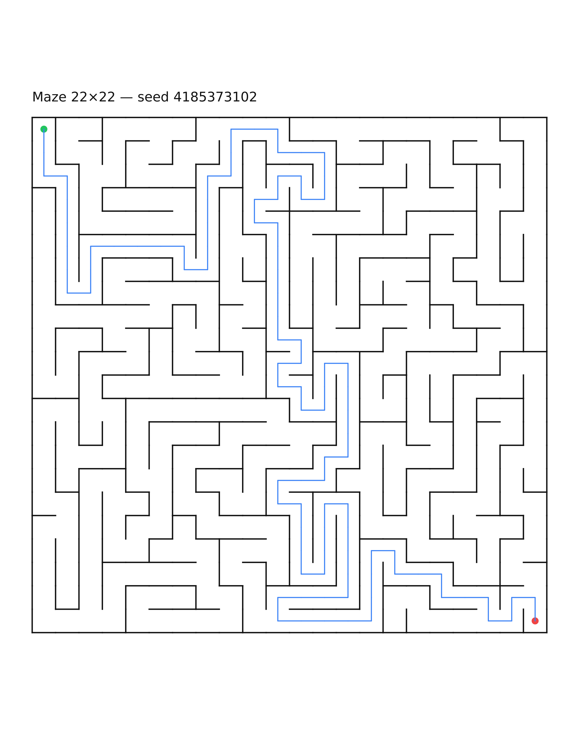 Maze 22×22 #7 — solution
