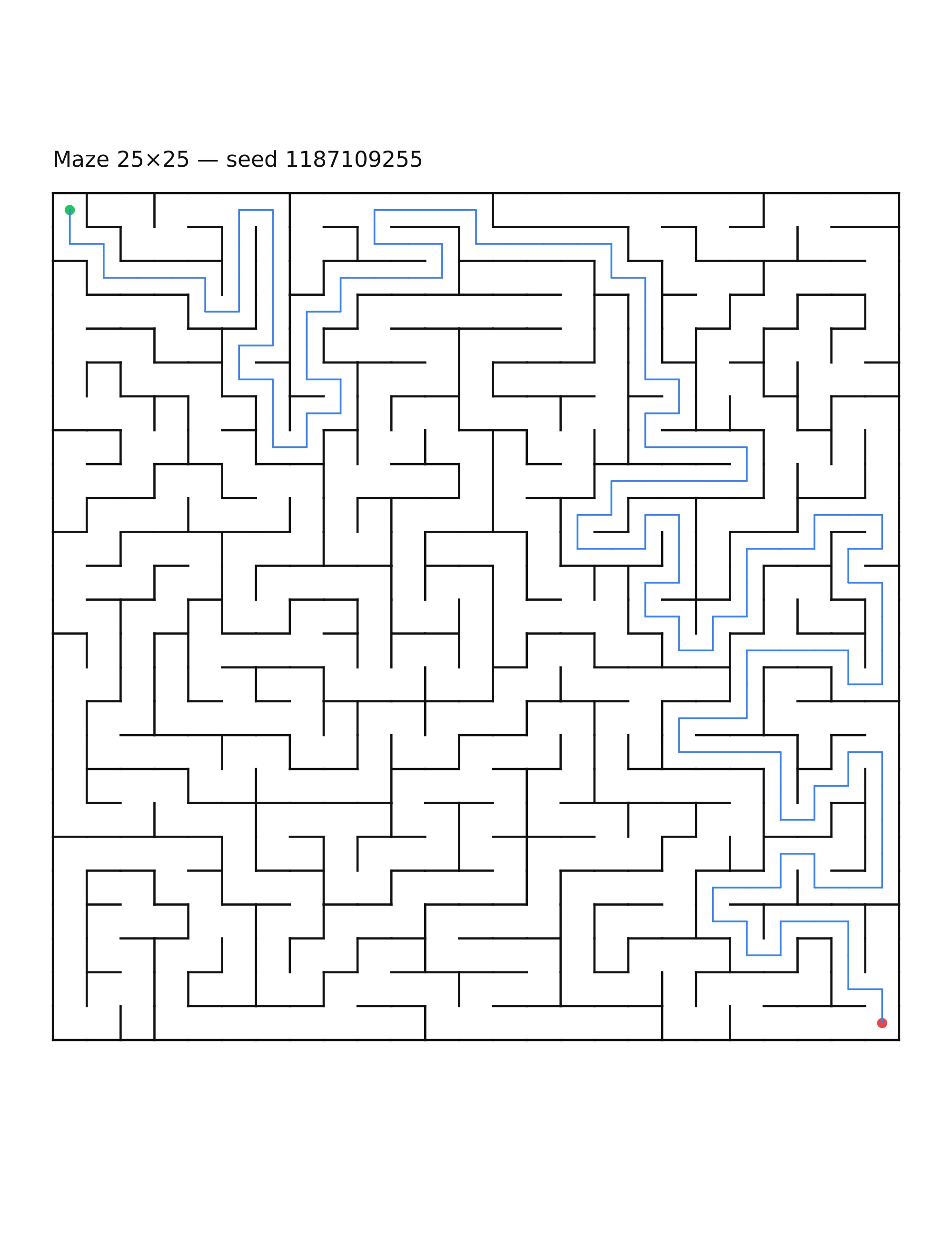 Maze 25×25 #24 — solution