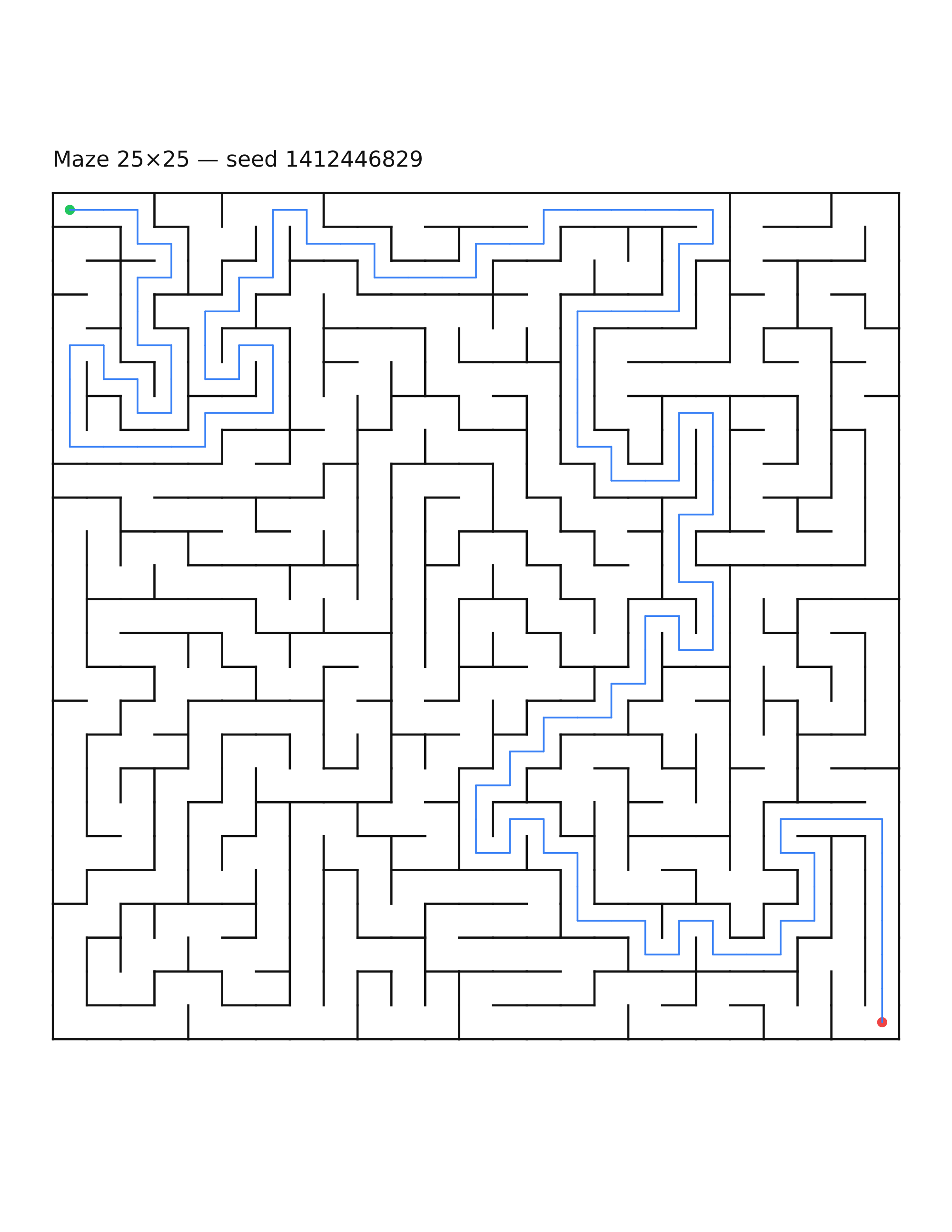 Maze 25×25 #8 — solution