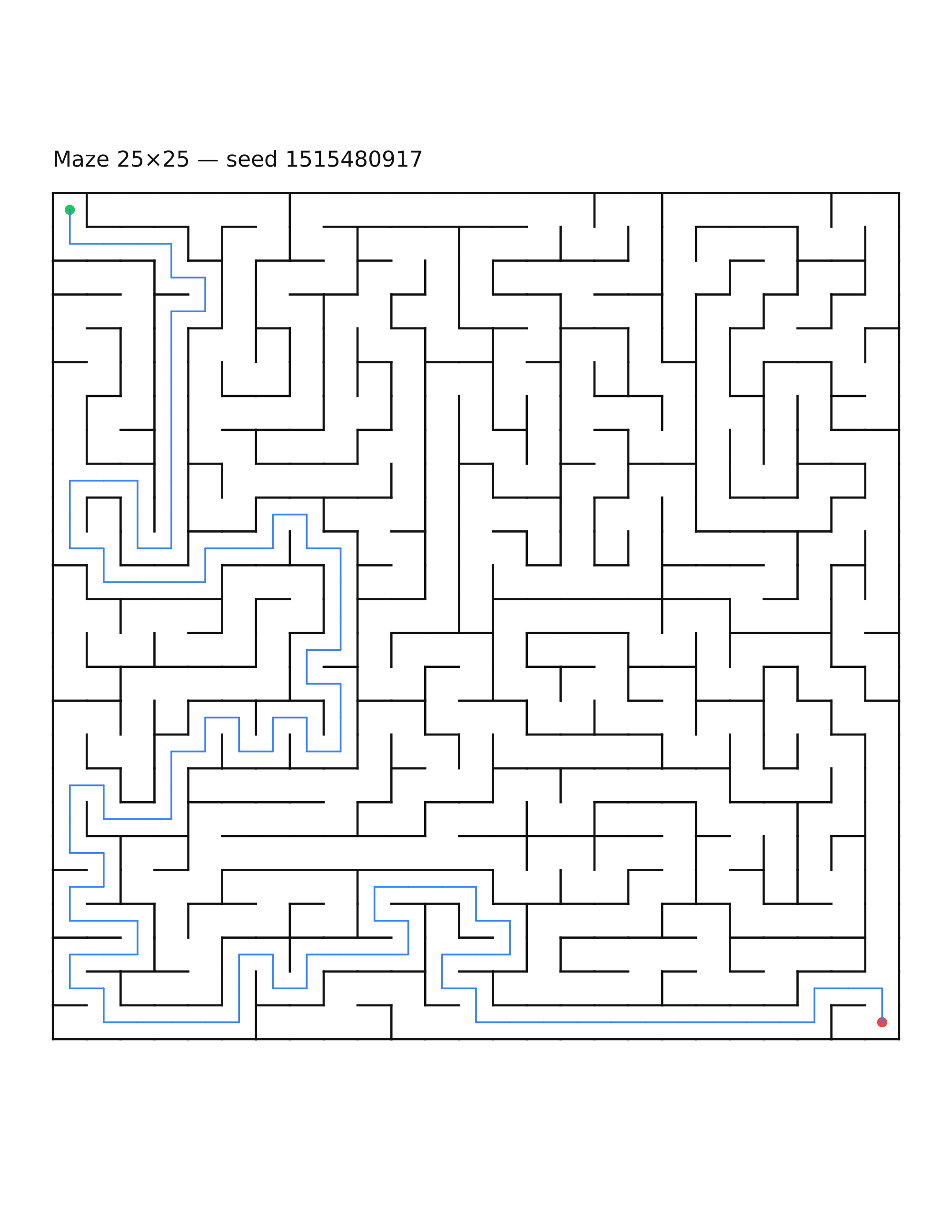 Maze 25×25 #19 — solution