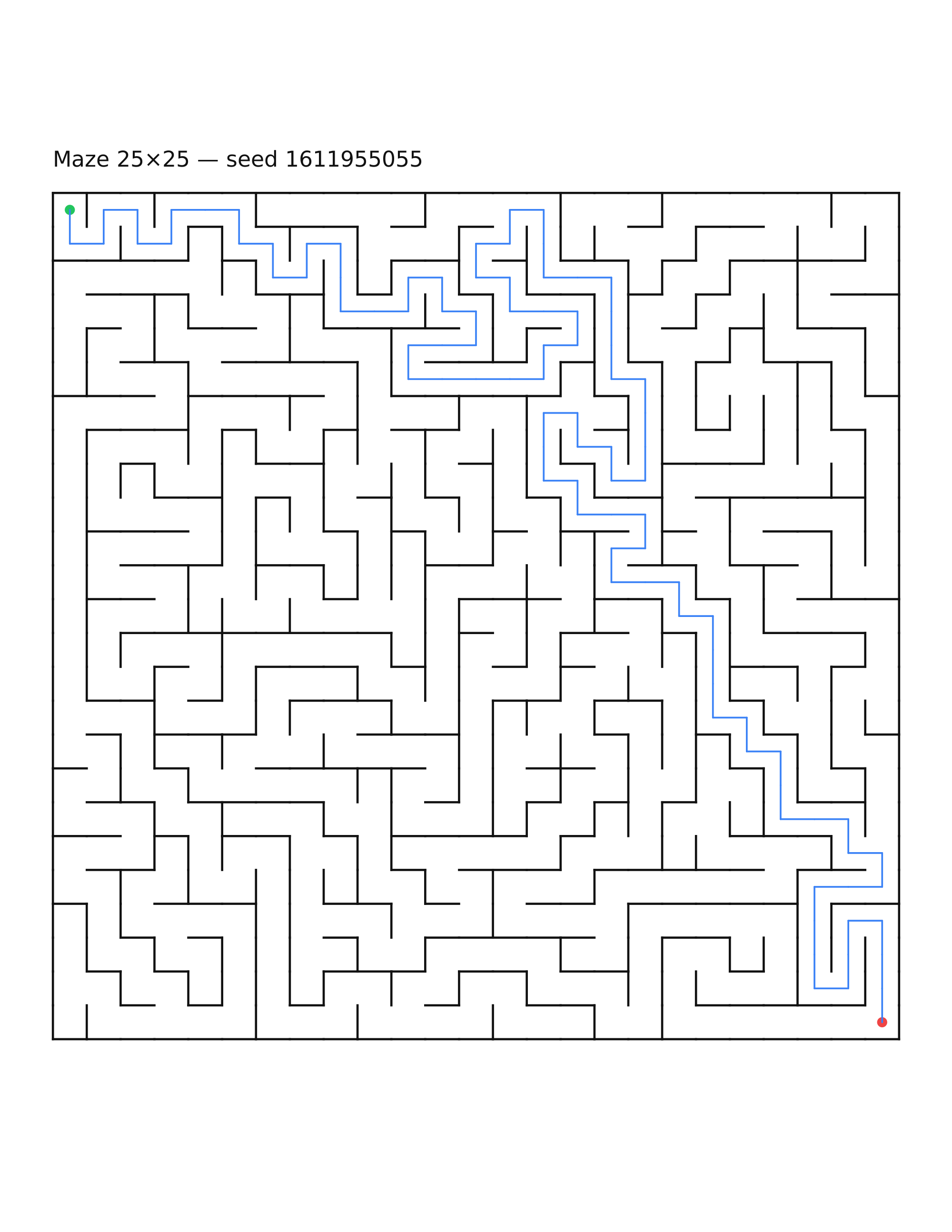 Maze 25×25 #24 — solution
