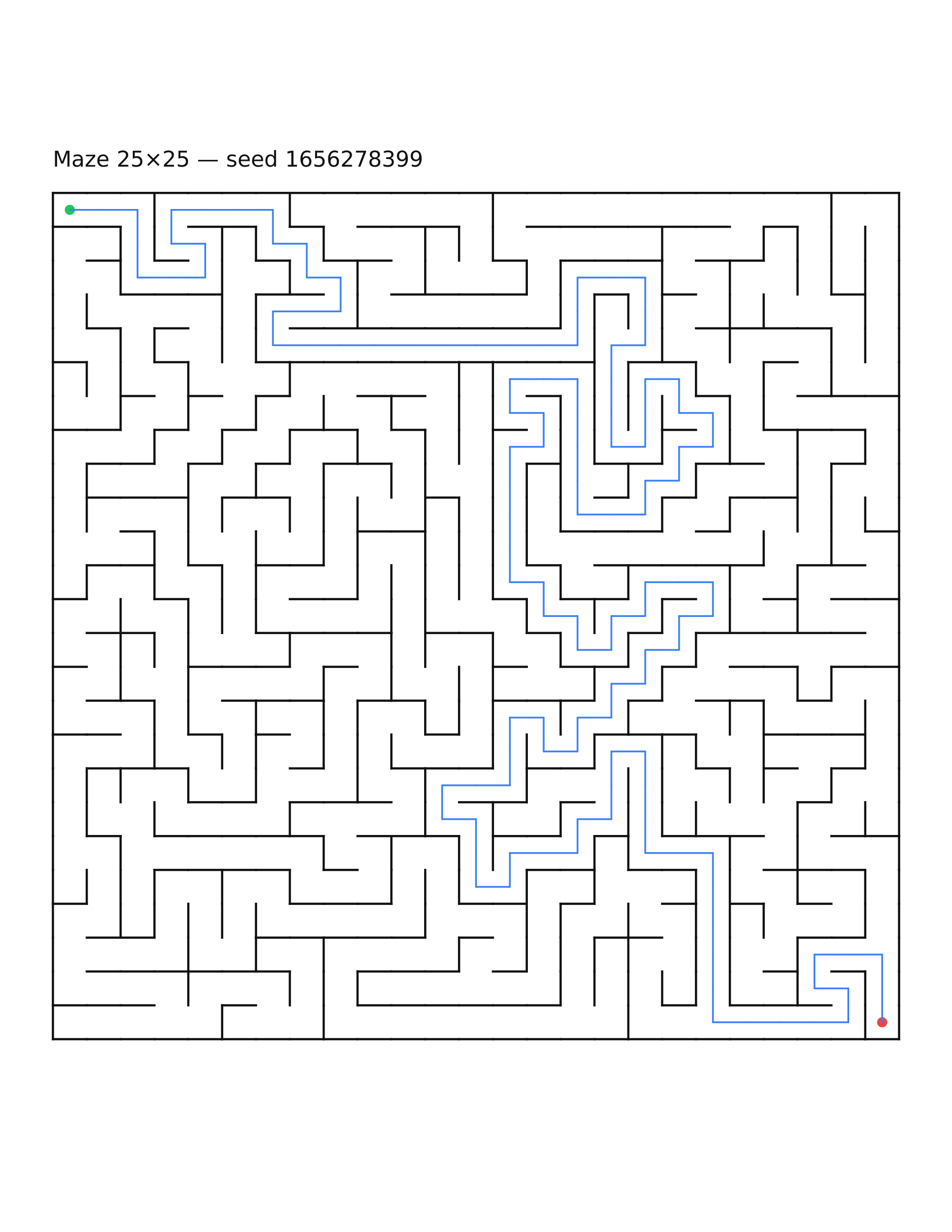 Maze 25×25 #6 — solution