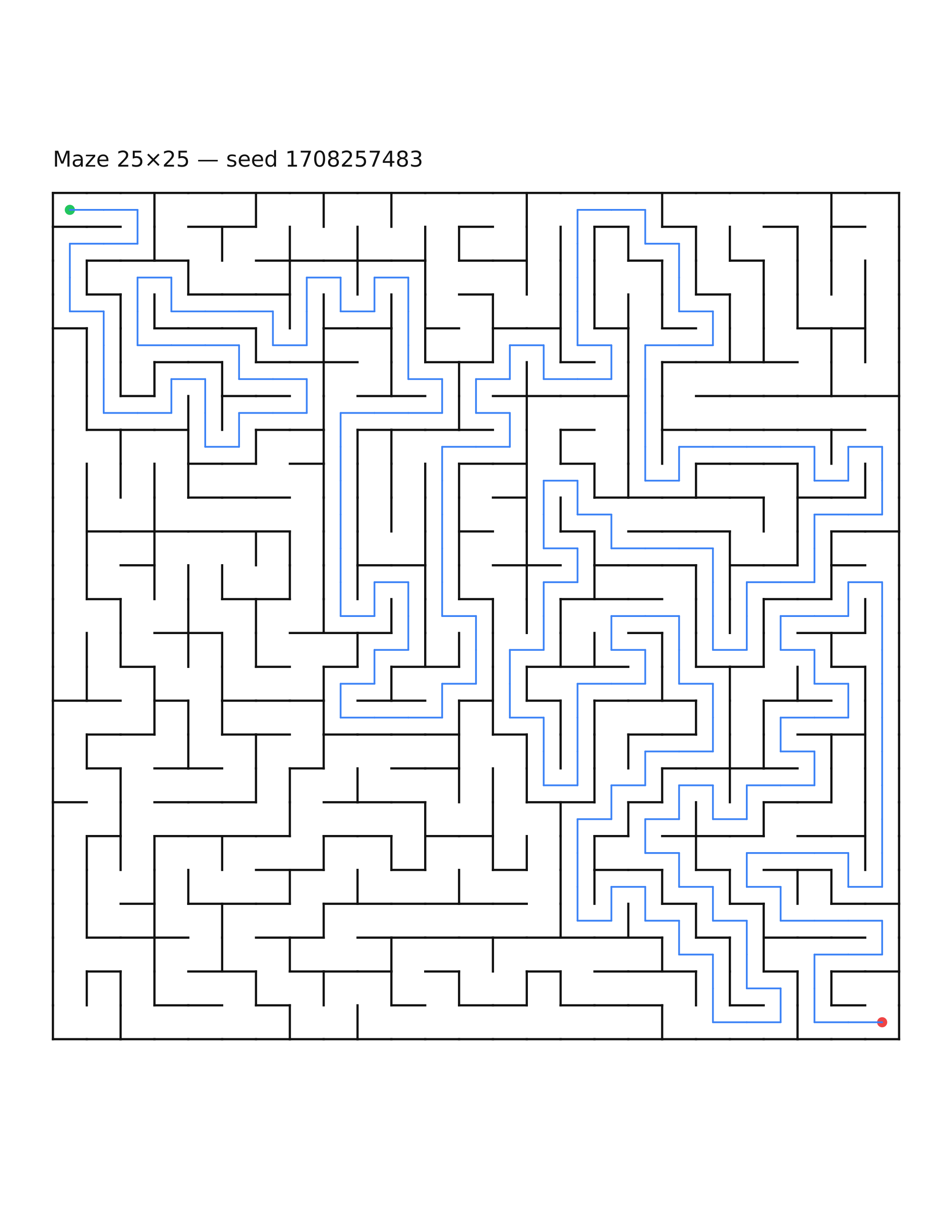 Maze 25×25 #18 — solution
