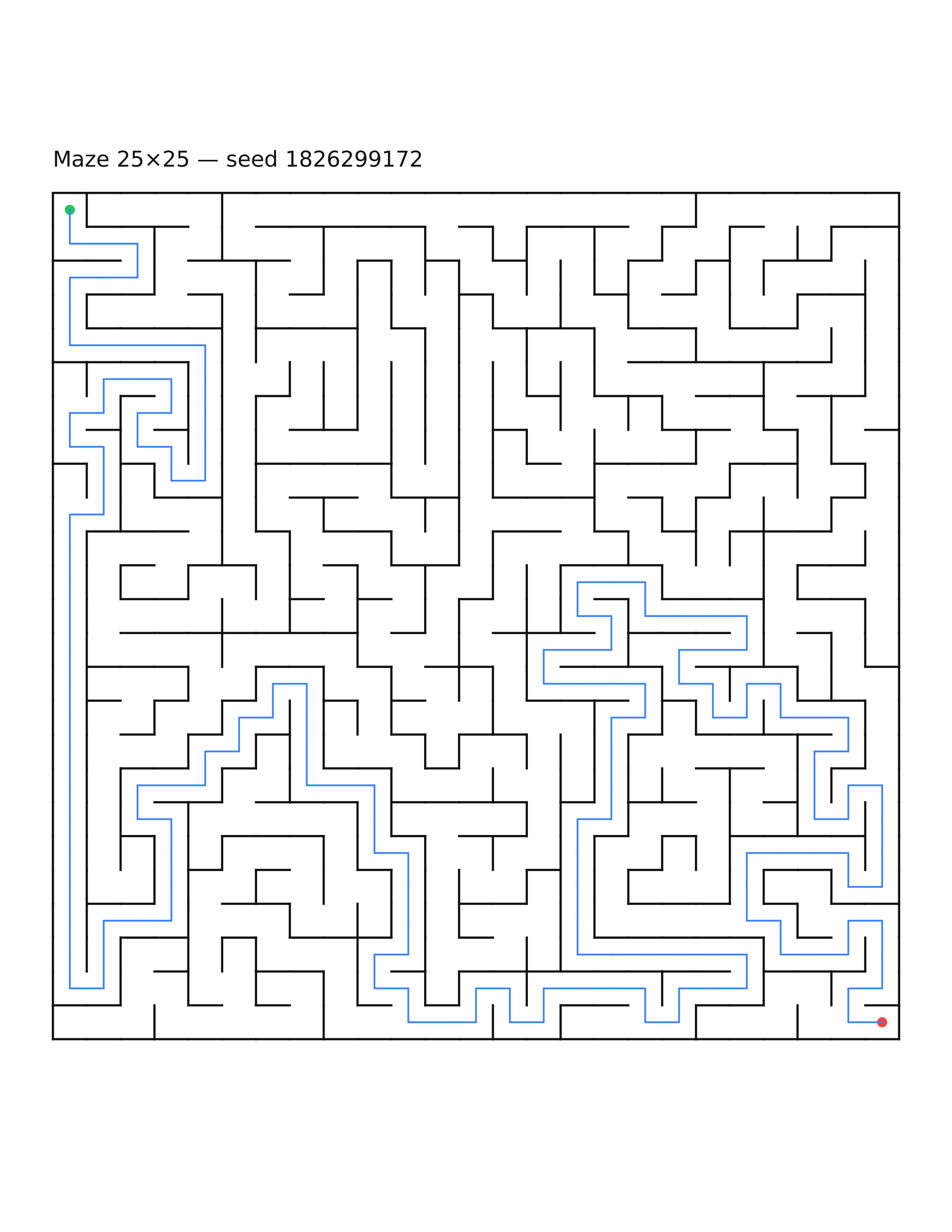 Maze 25×25 #15 — solution