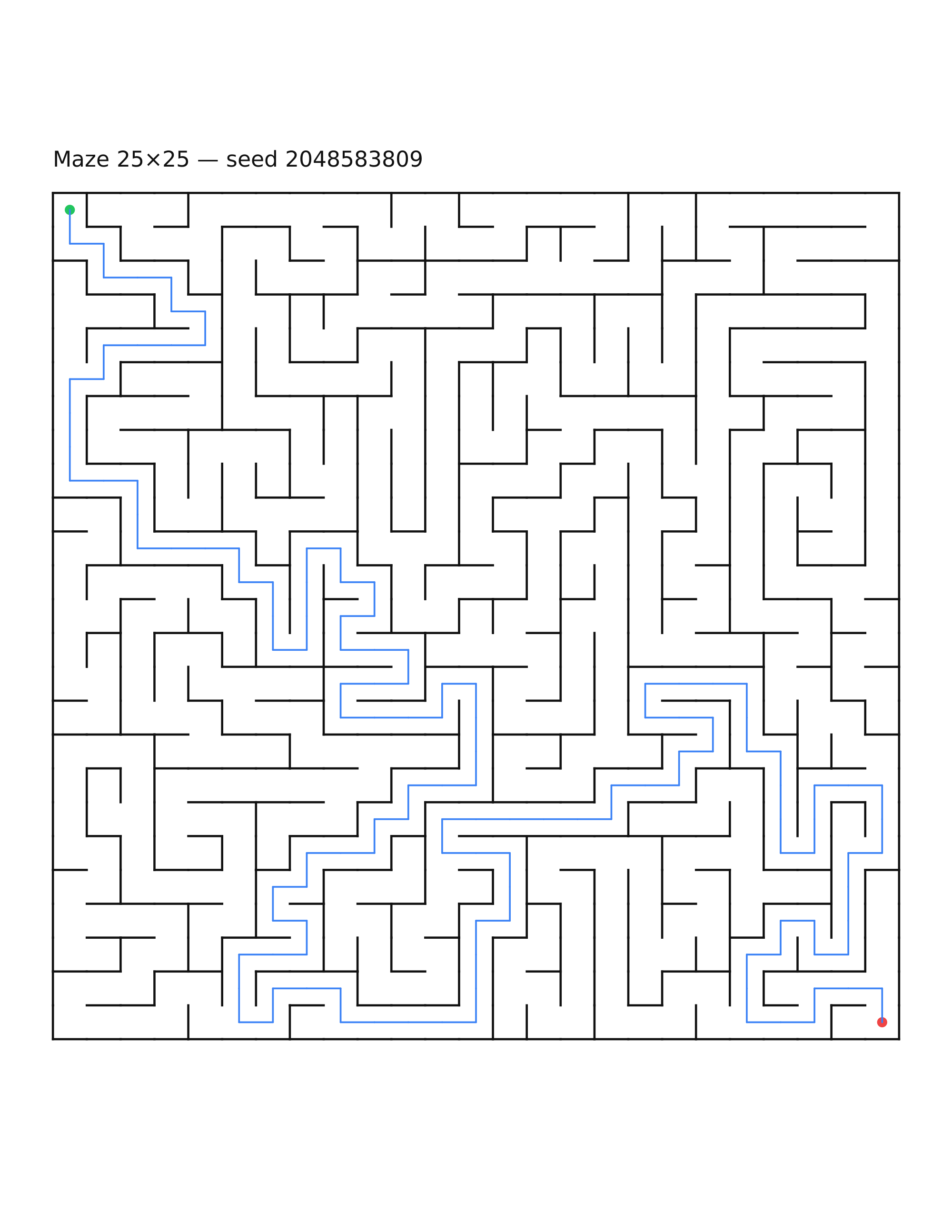 Maze 25×25 #8 — solution