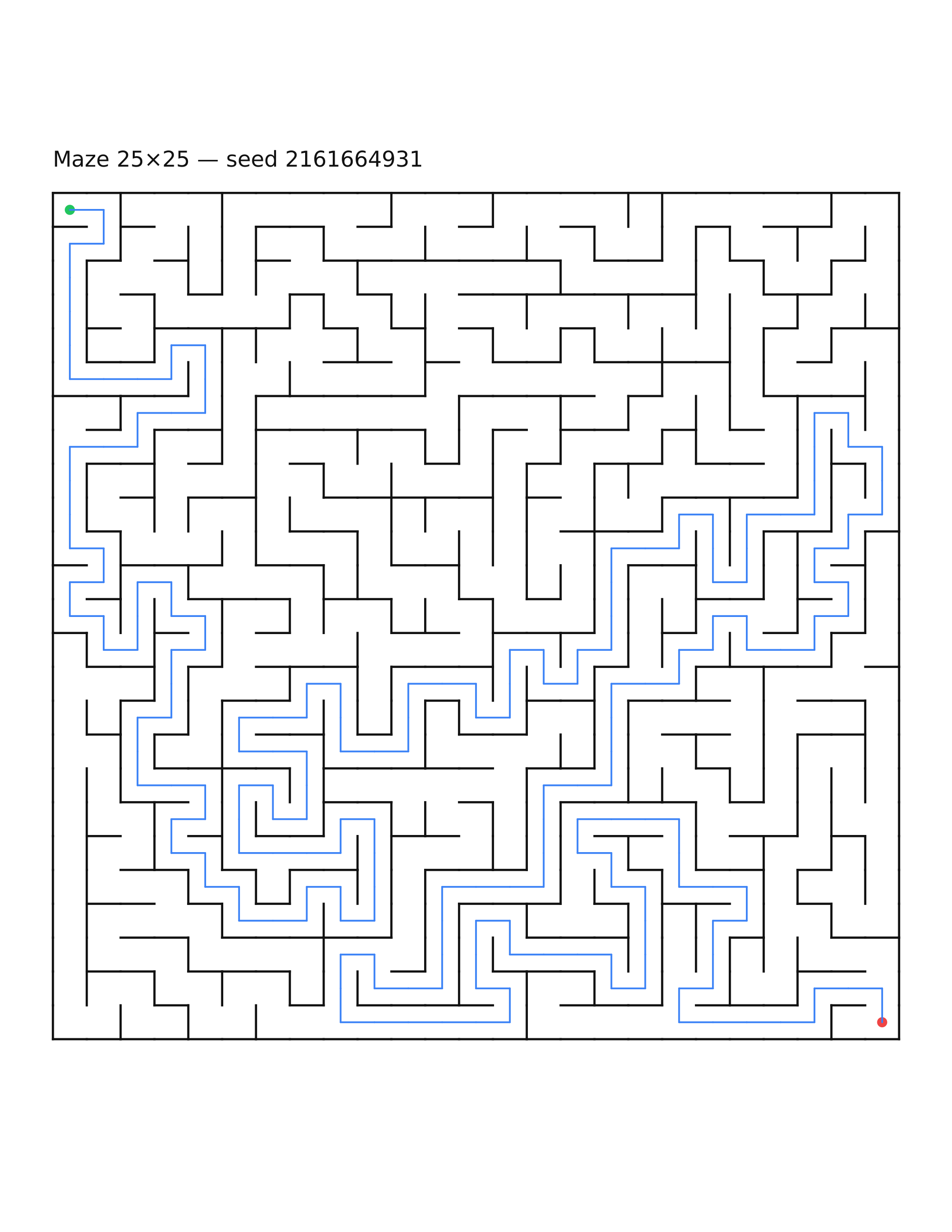 Maze 25×25 #3 — solution