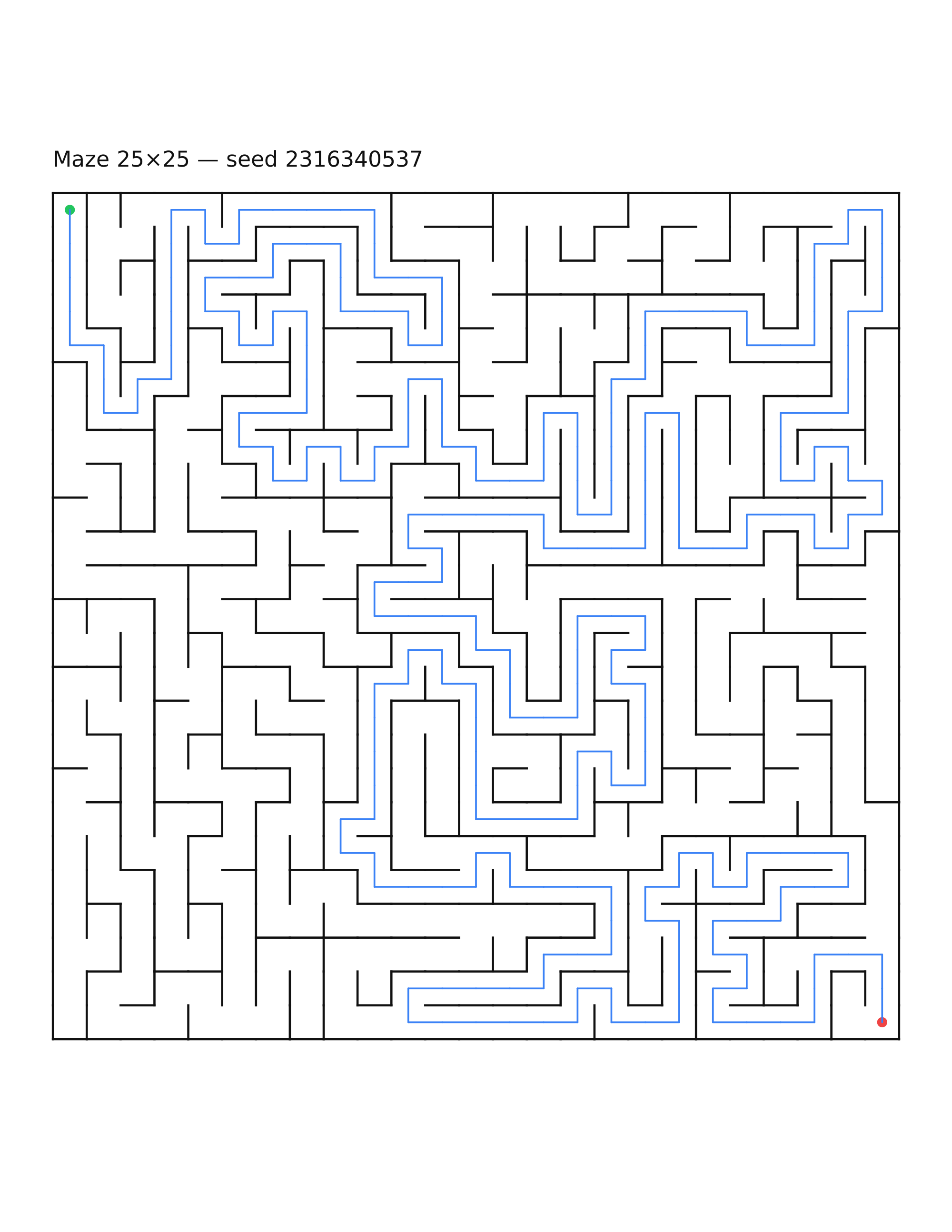 Maze 25×25 #8 — solution