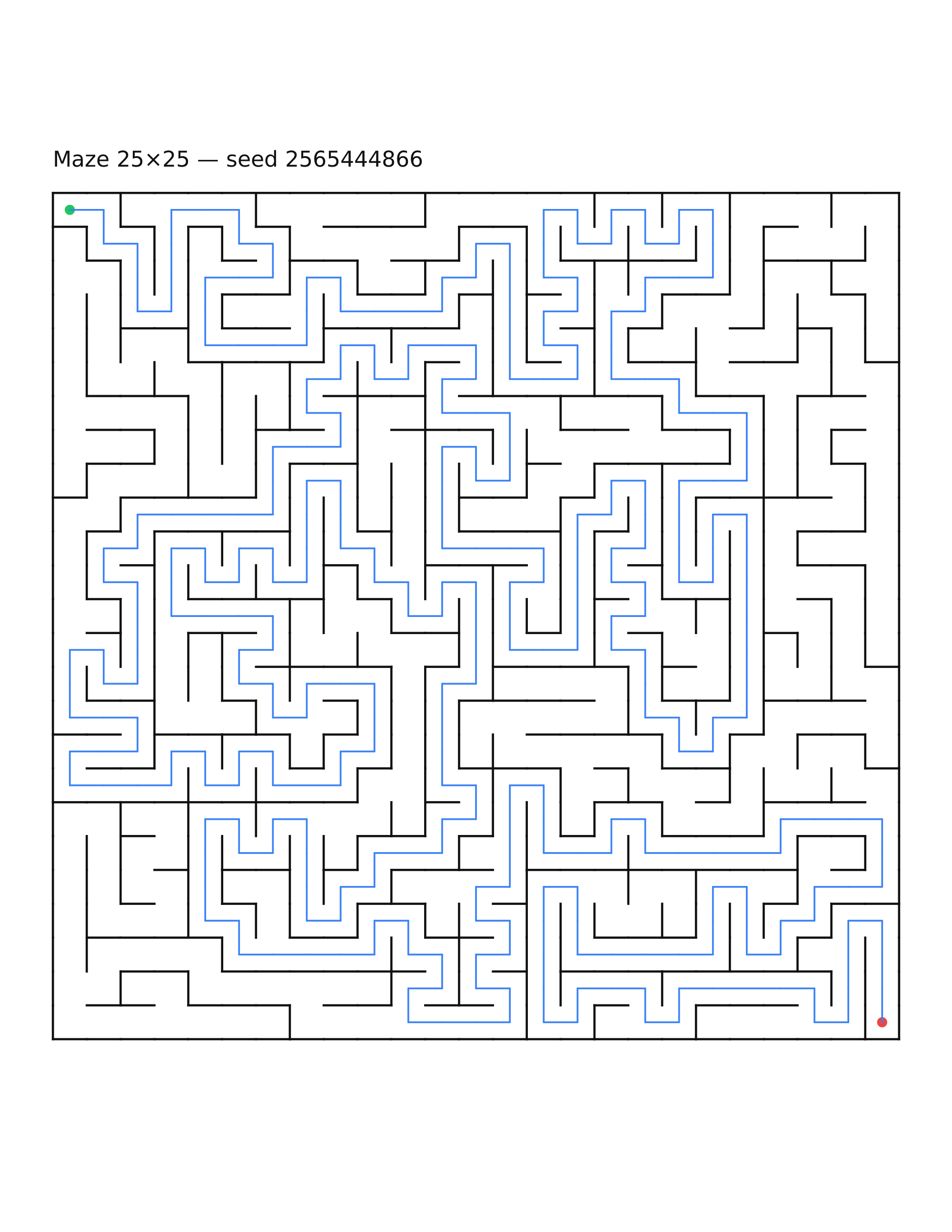 Maze 25×25 #3 — solution
