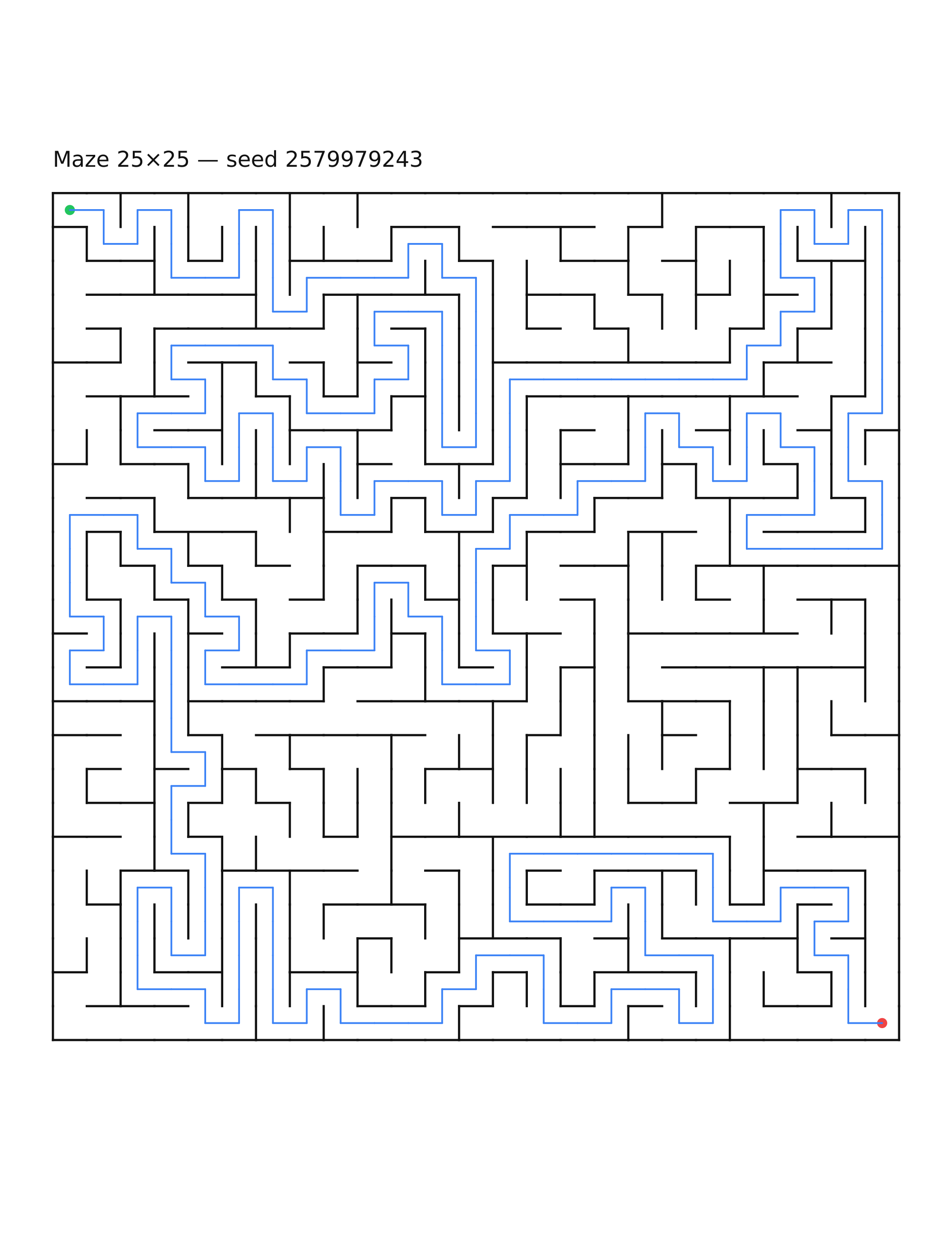 Maze 25×25 #24 — solution