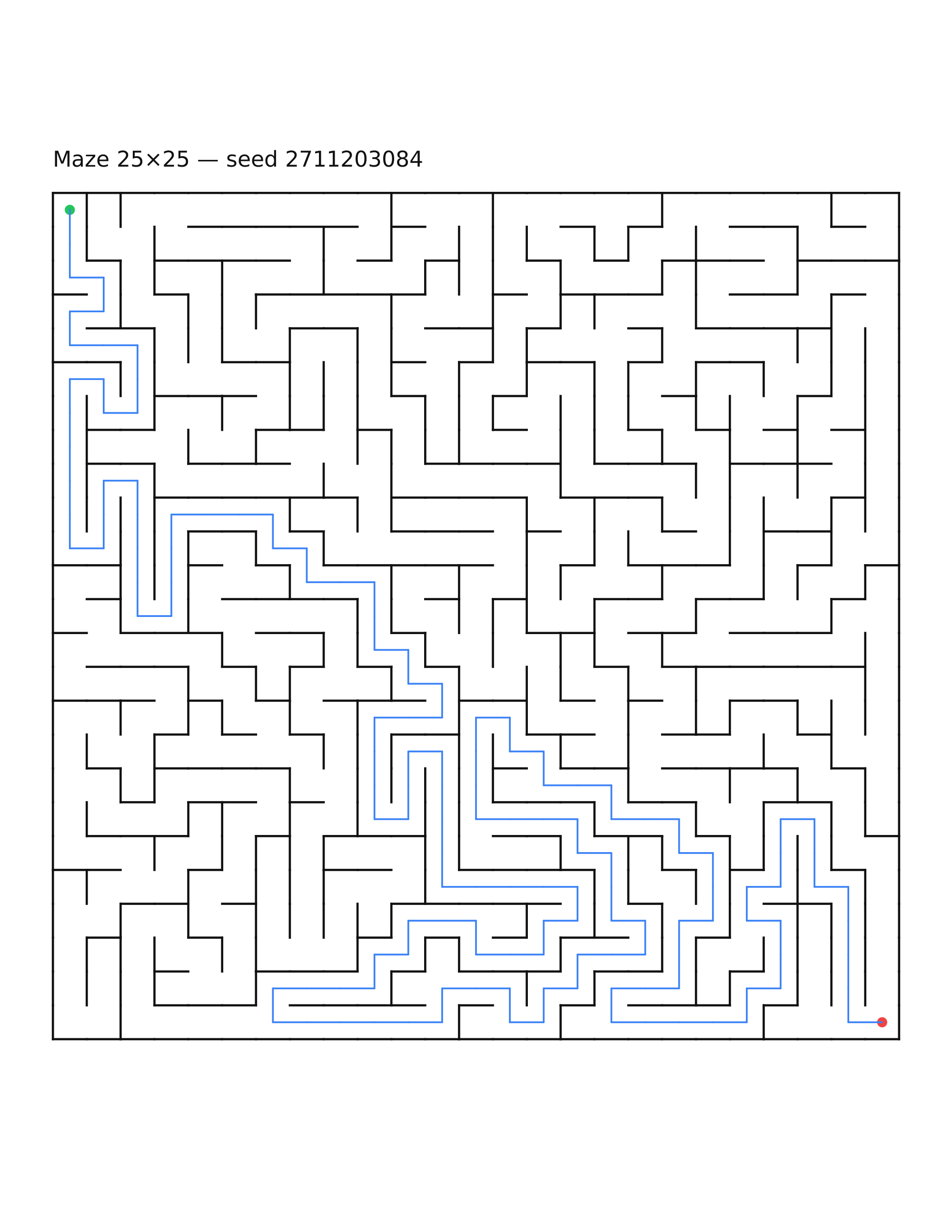 Maze 25×25 #20 — solution