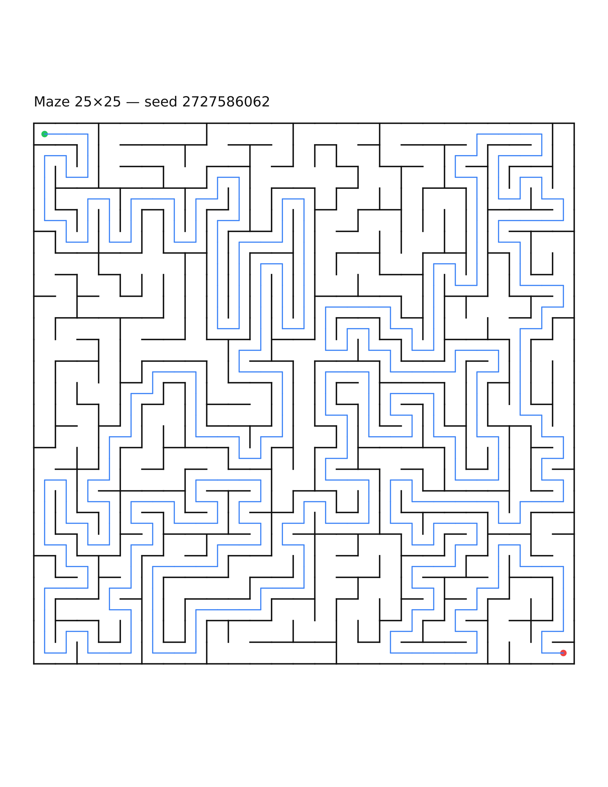 Maze 25×25 #4 — solution