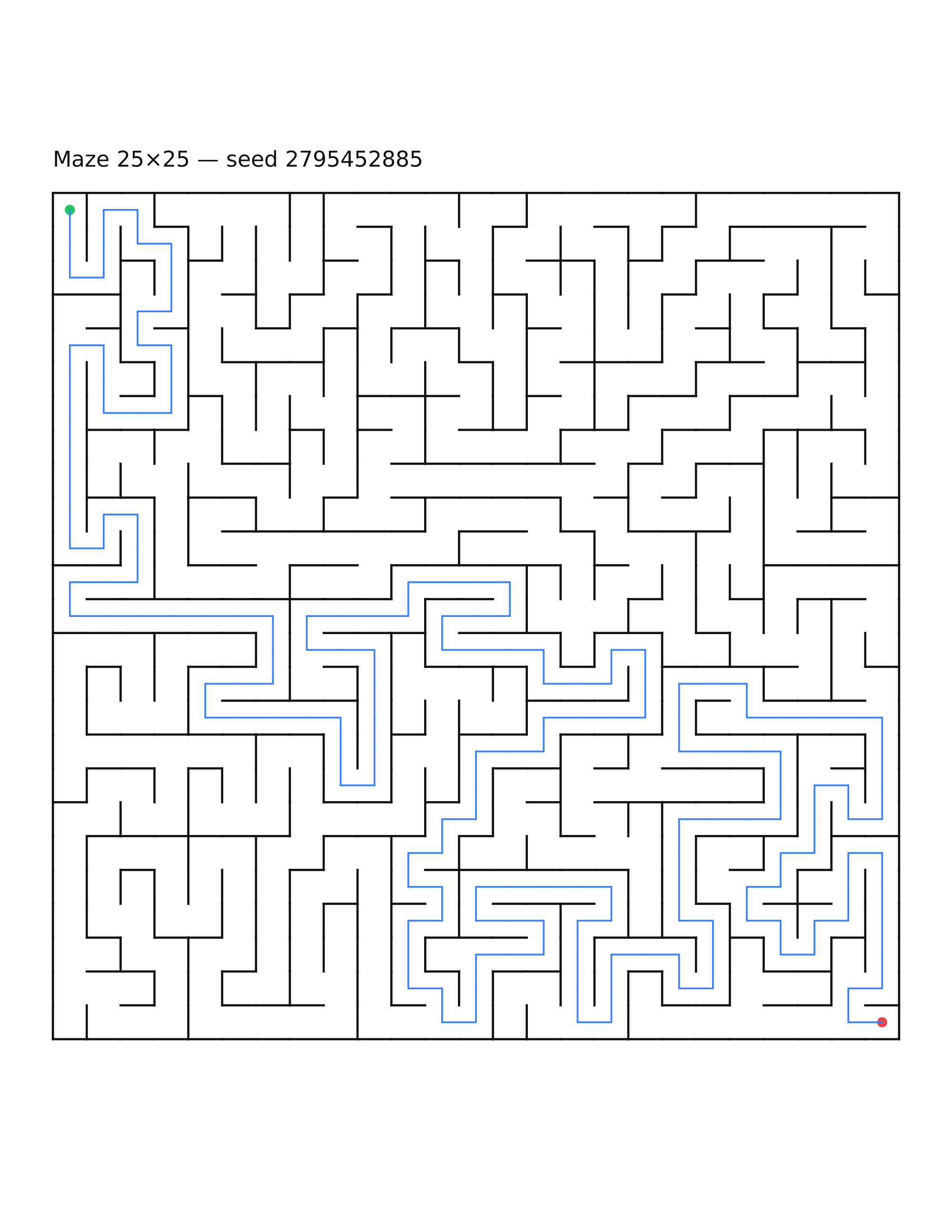 Maze 25×25 #18 — solution