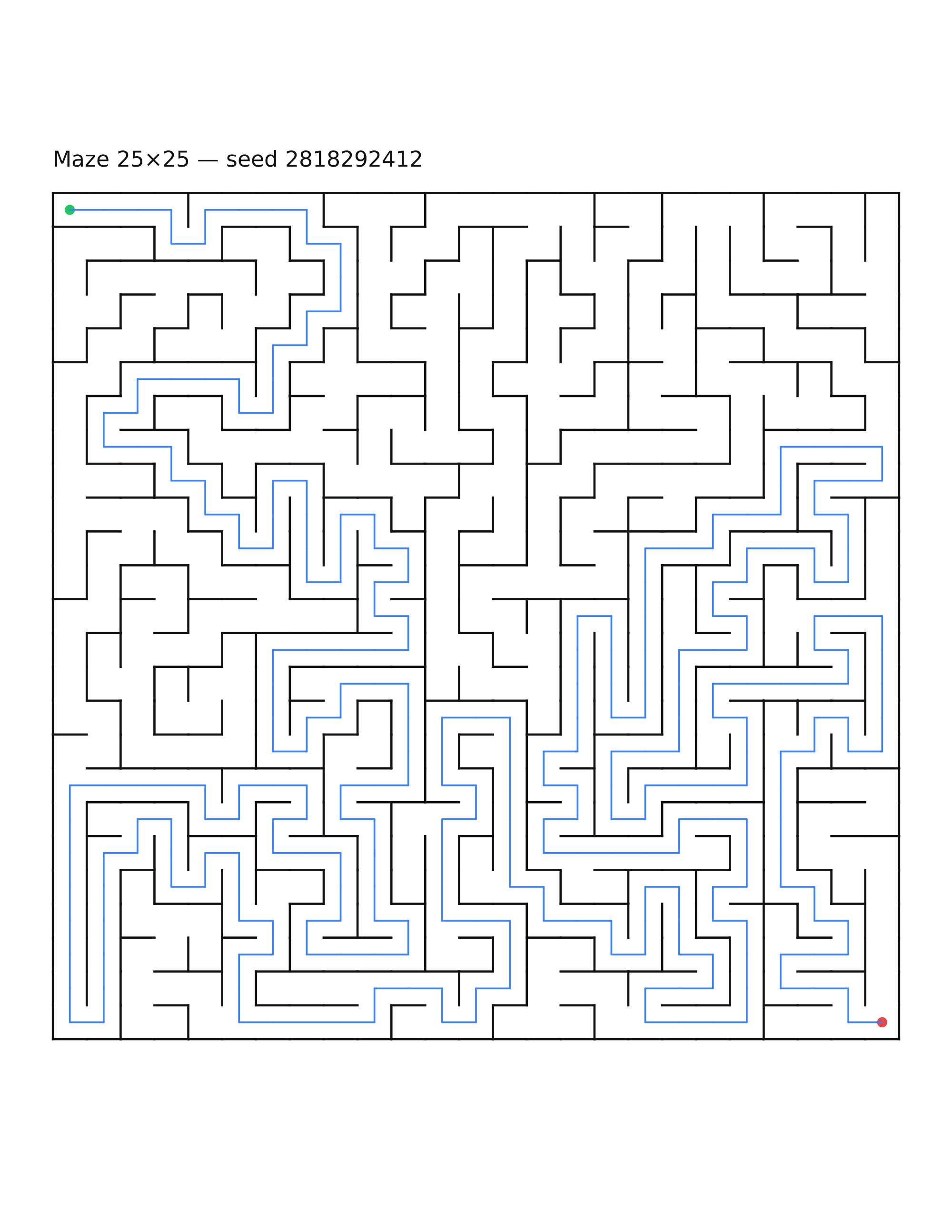 Maze 25×25 #19 — solution