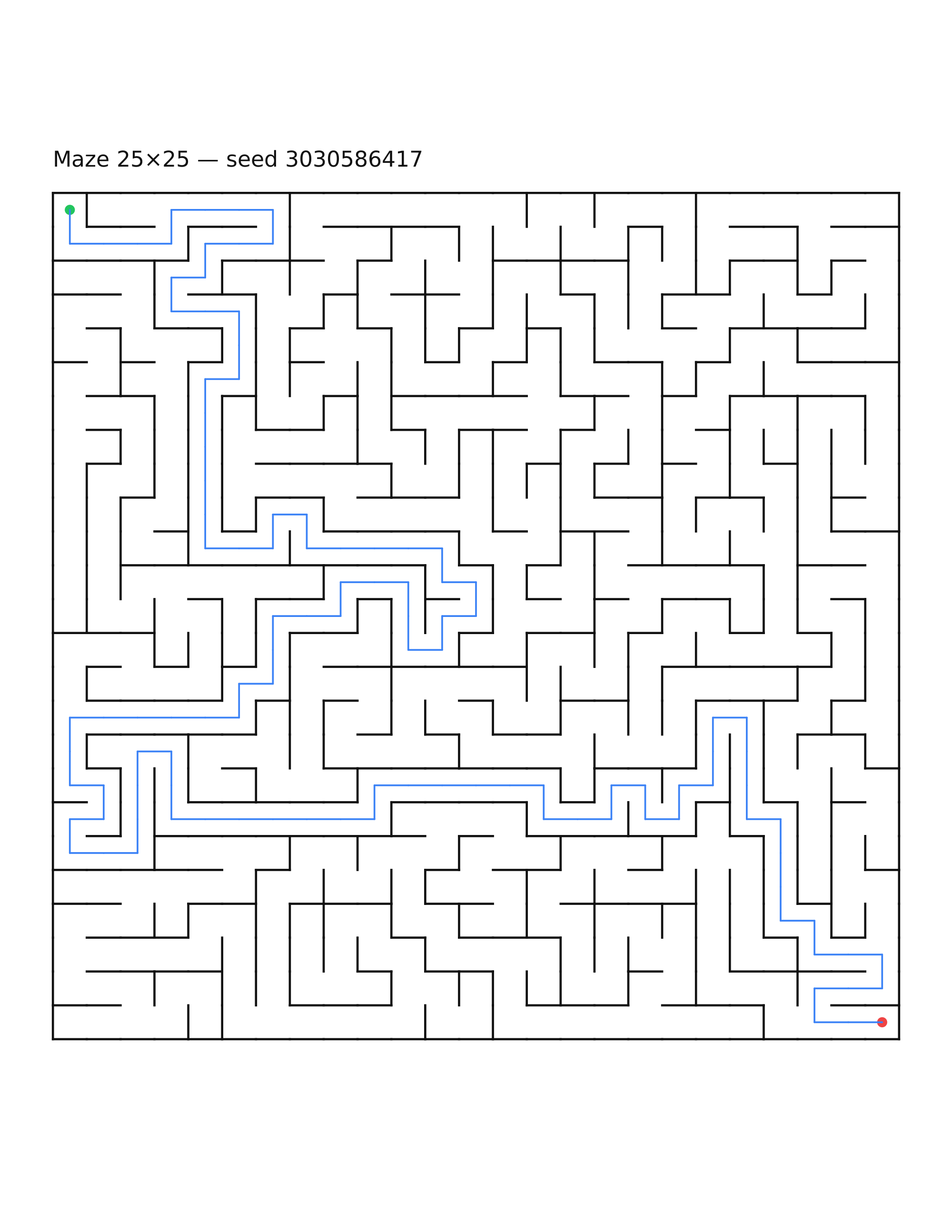 Maze 25×25 #20 — solution