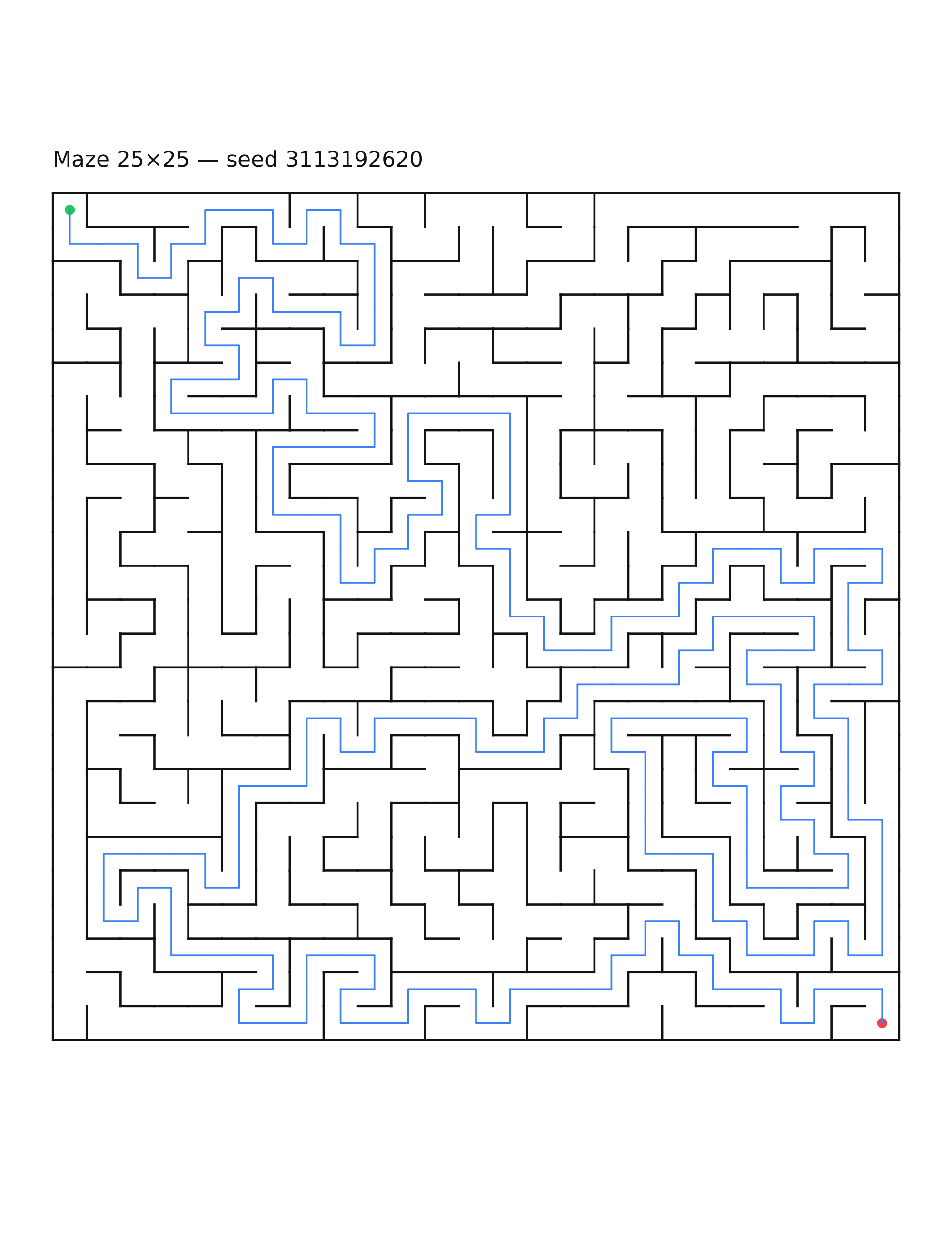 Maze 25×25 #29 — solution