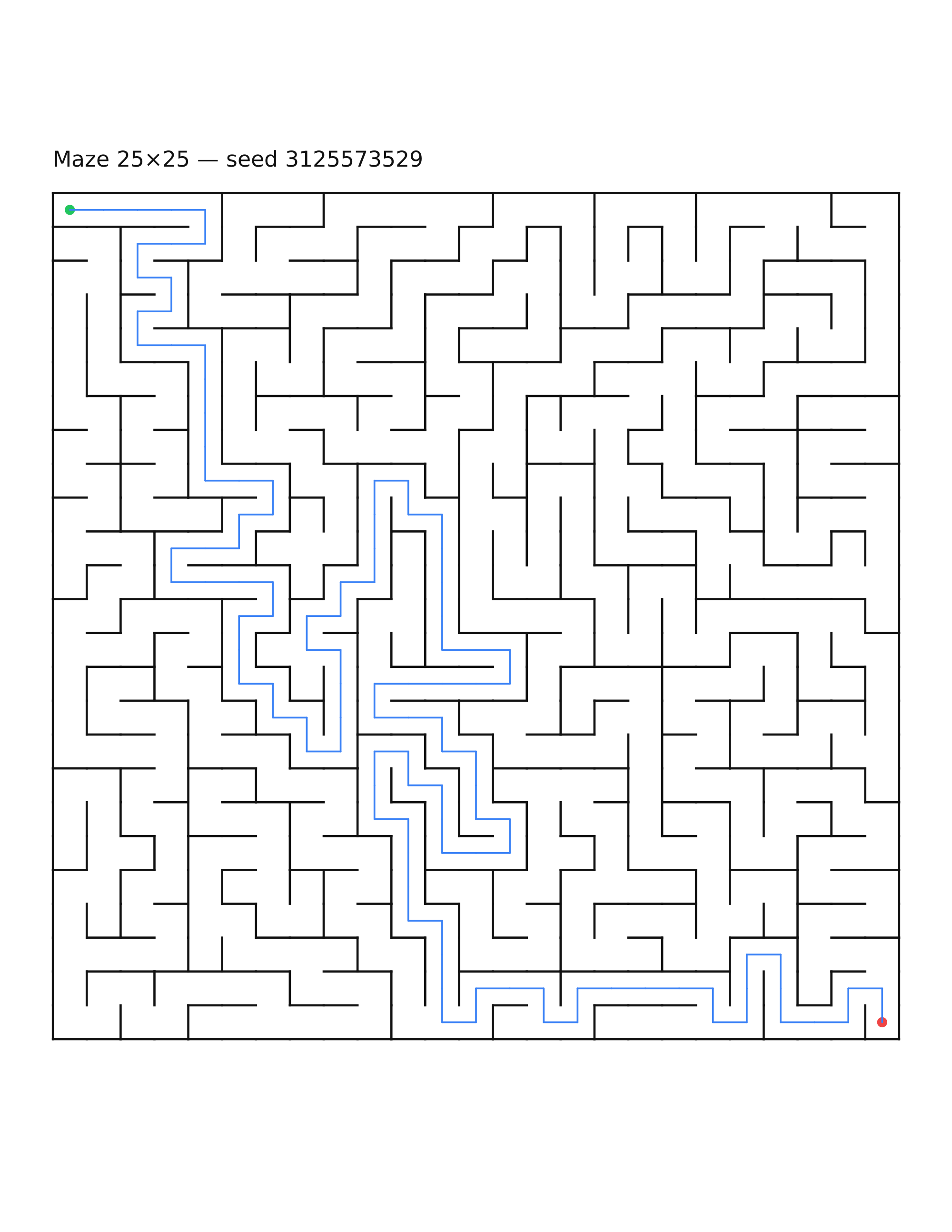 Maze 25×25 #9 — solution