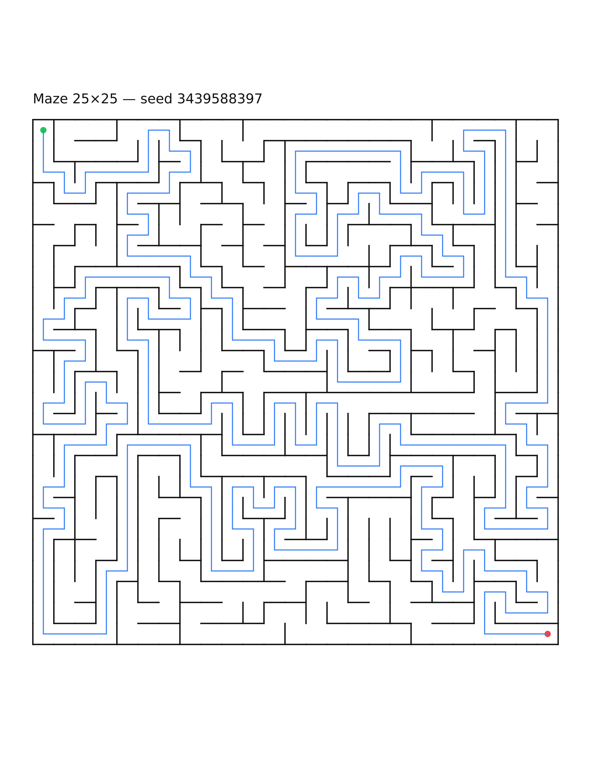 Maze 25×25 #10 — solution