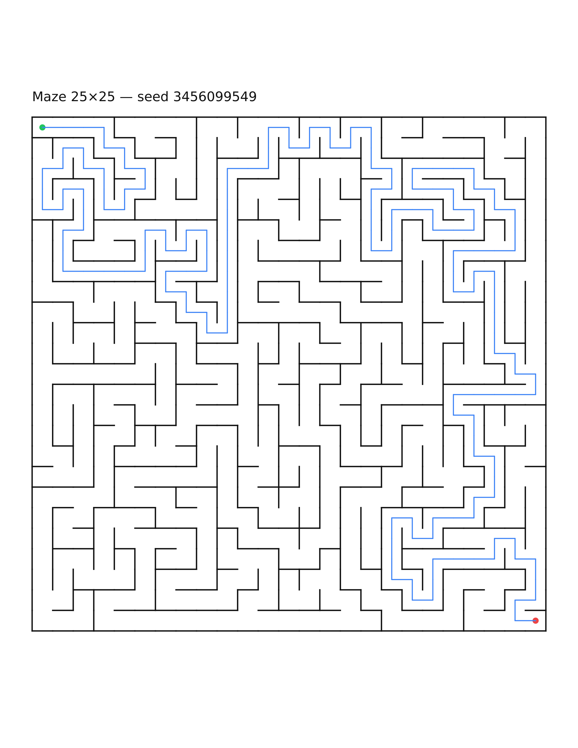 Maze 25×25 #20 — solution