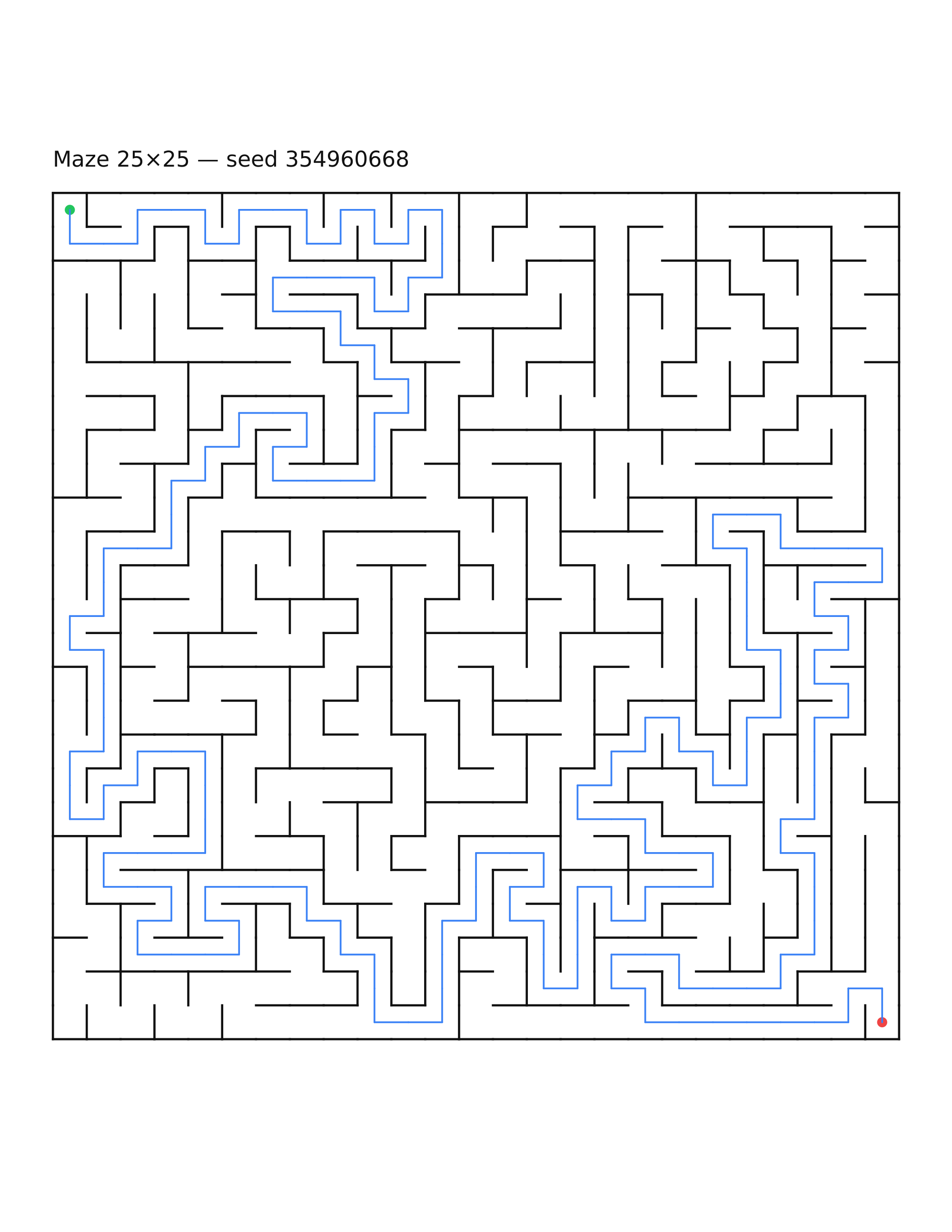 Maze 25×25 #4 — solution
