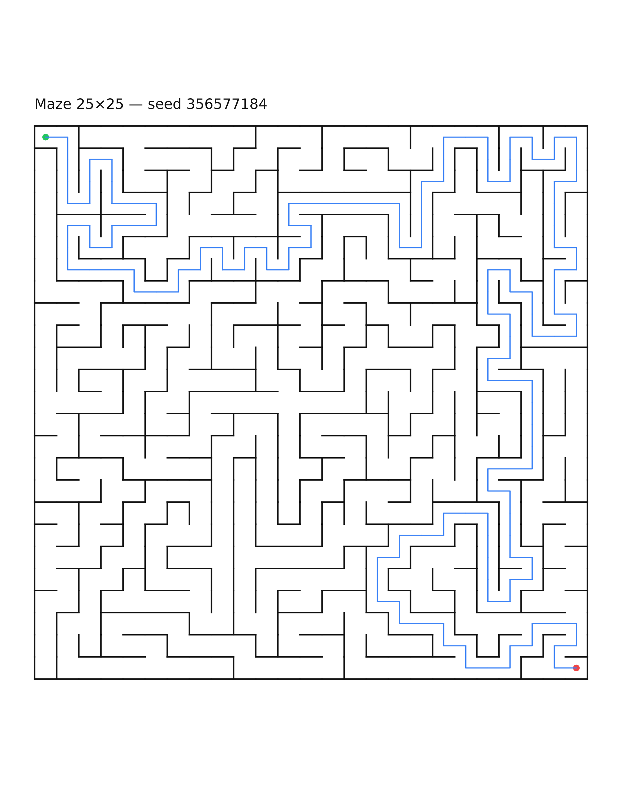 Maze 25×25 #9 — solution