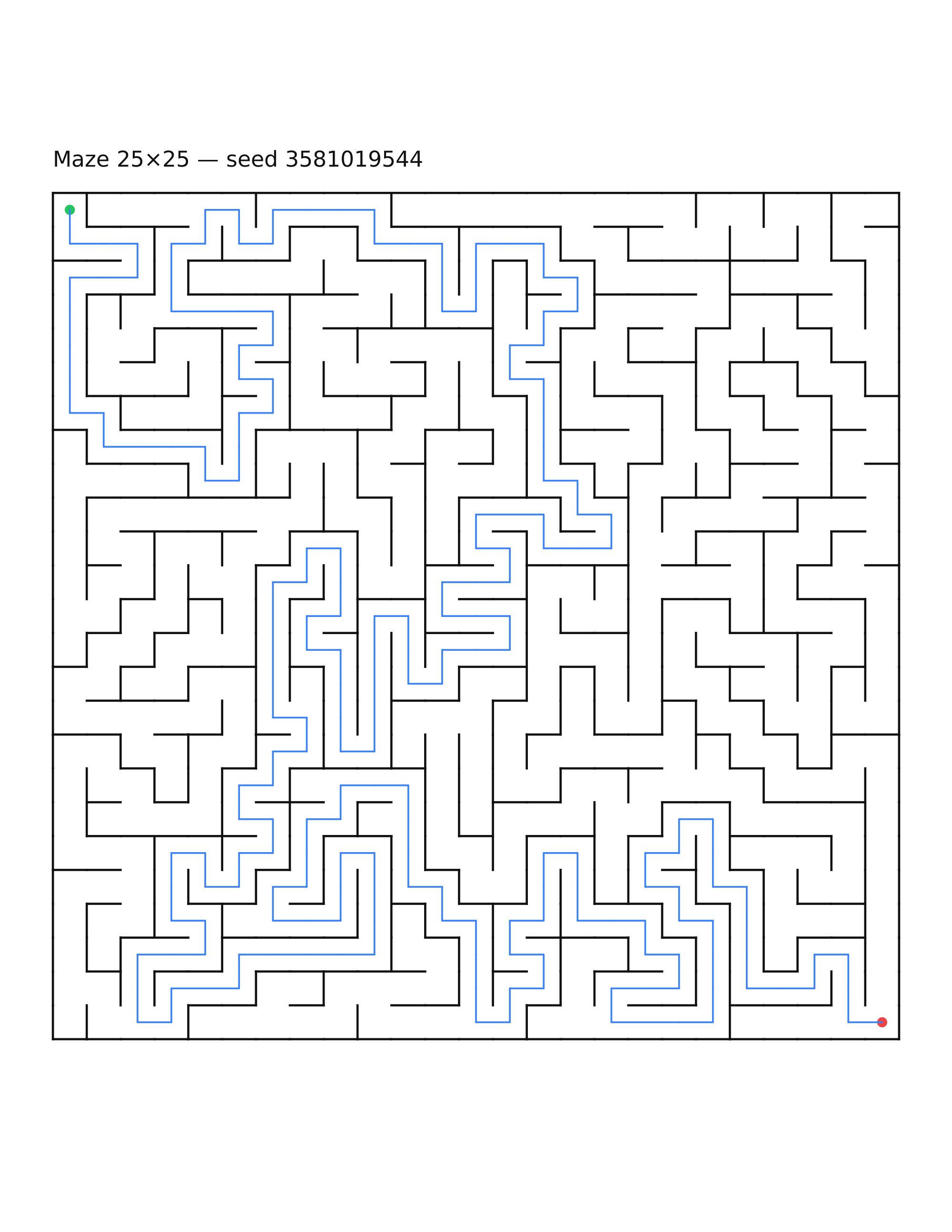 Maze 25×25 #30 — solution
