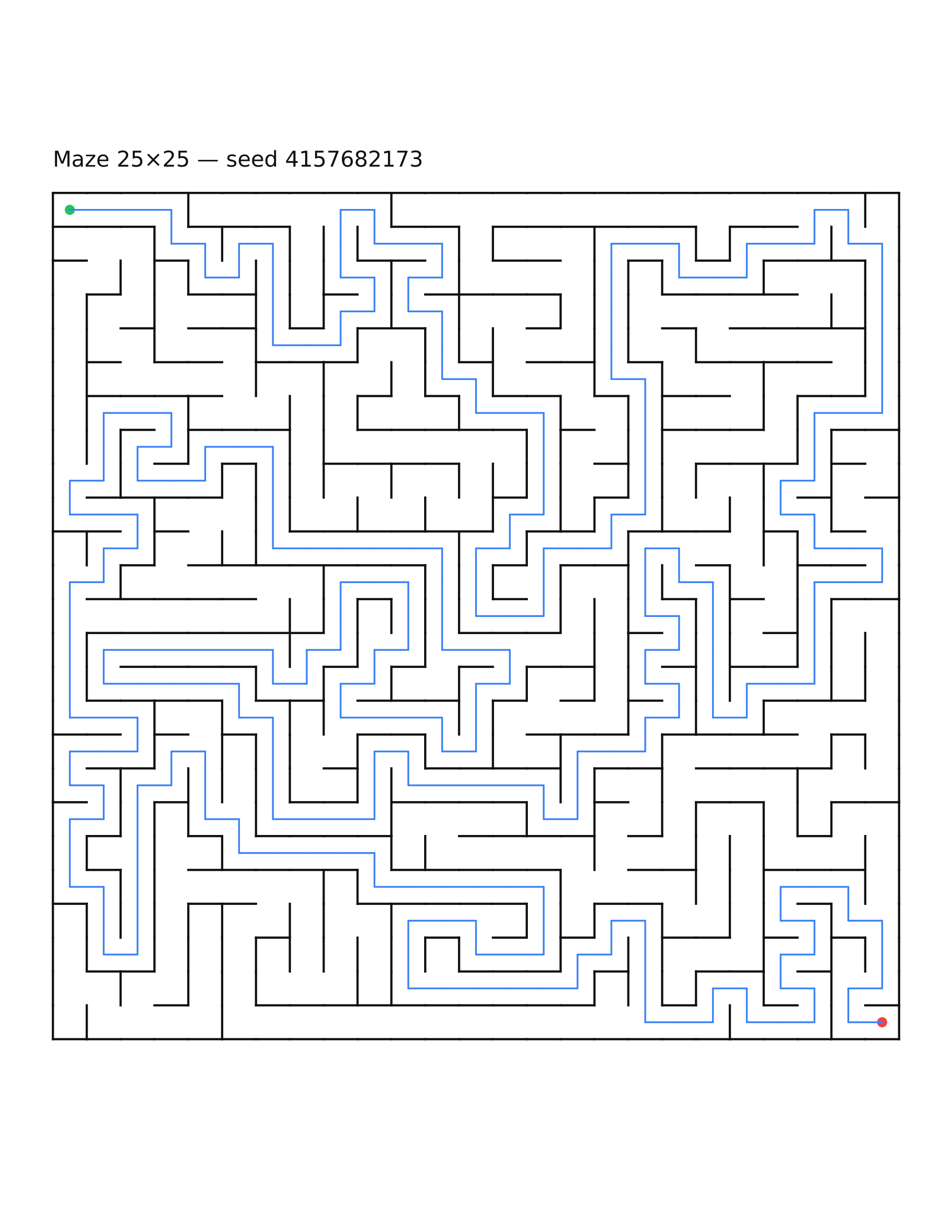 Maze 25×25 #27 — solution