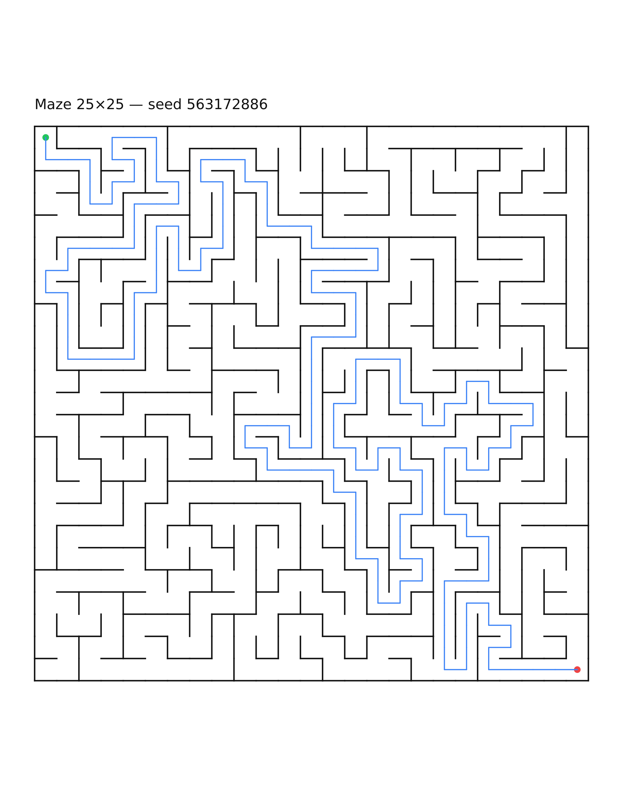 Maze 25×25 #22 — solution