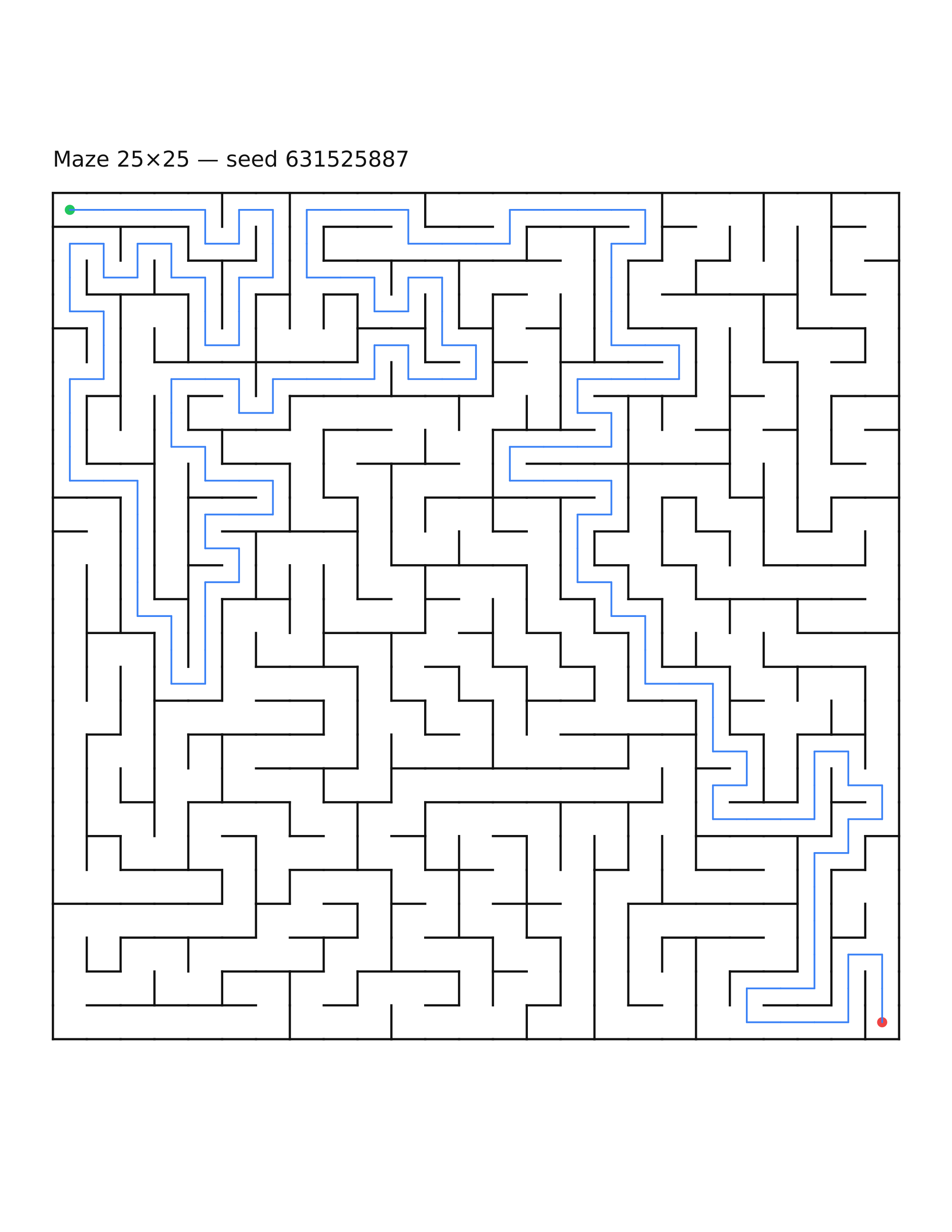 Maze 25×25 #17 — solution