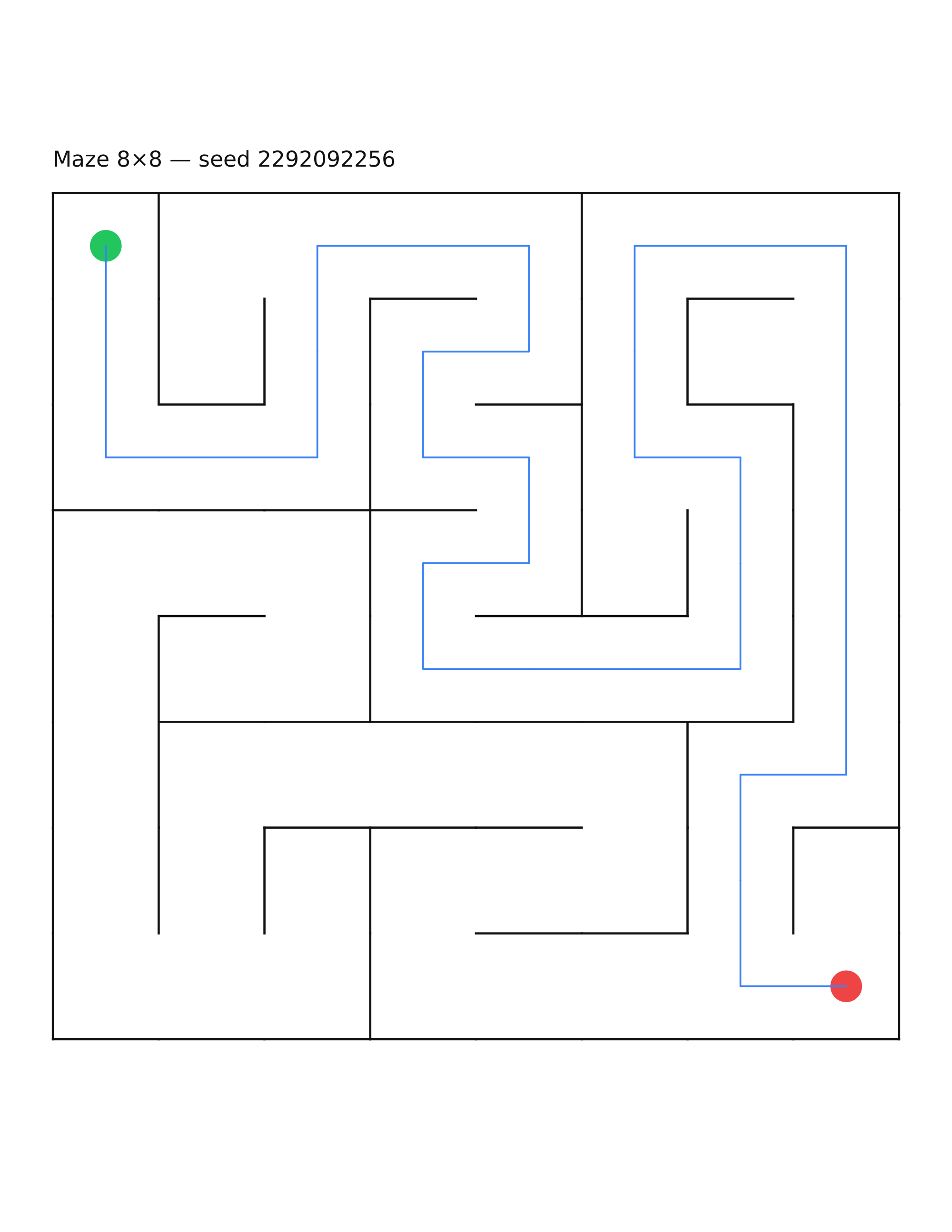 Maze 8×8 #16 — solution