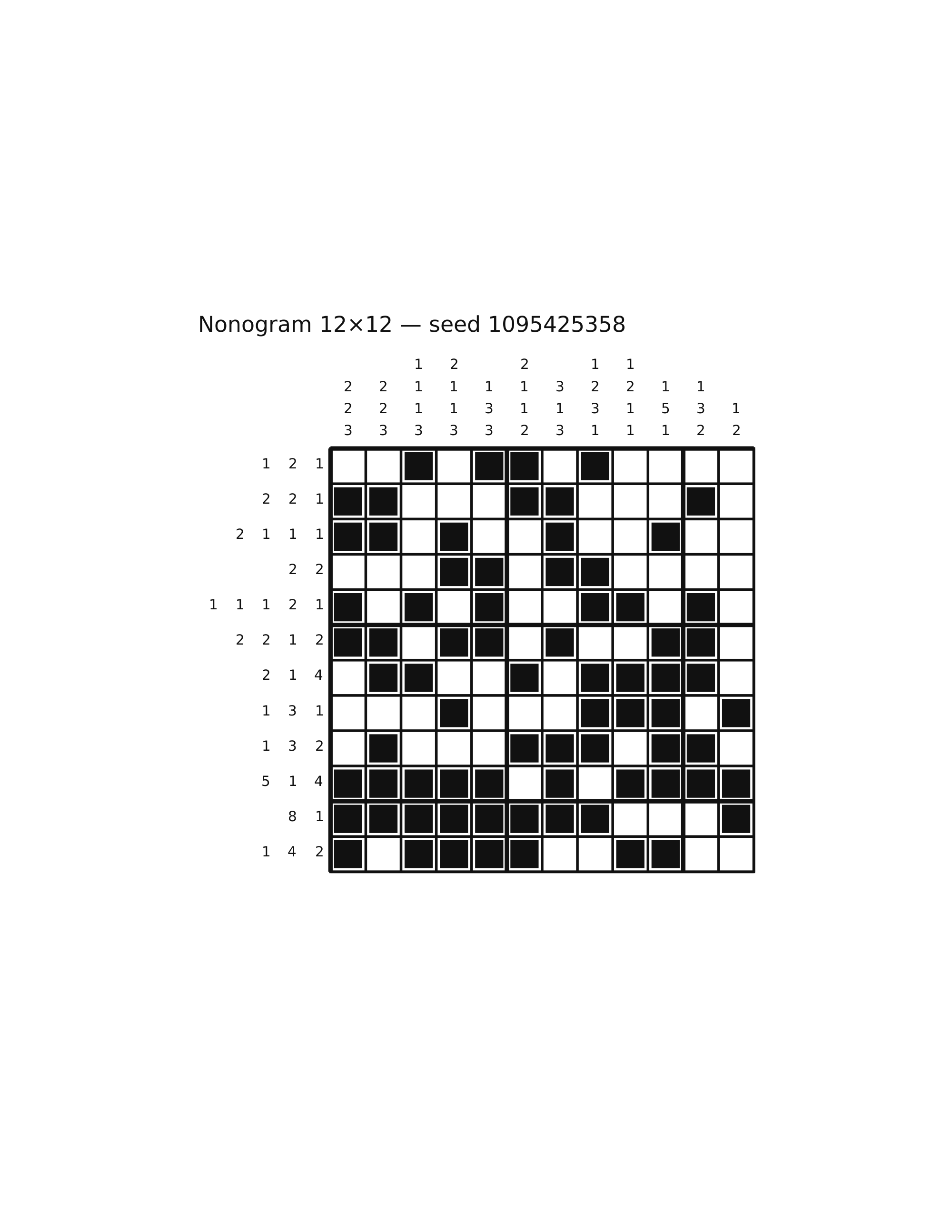Nonogram 12×12 #38 — solution