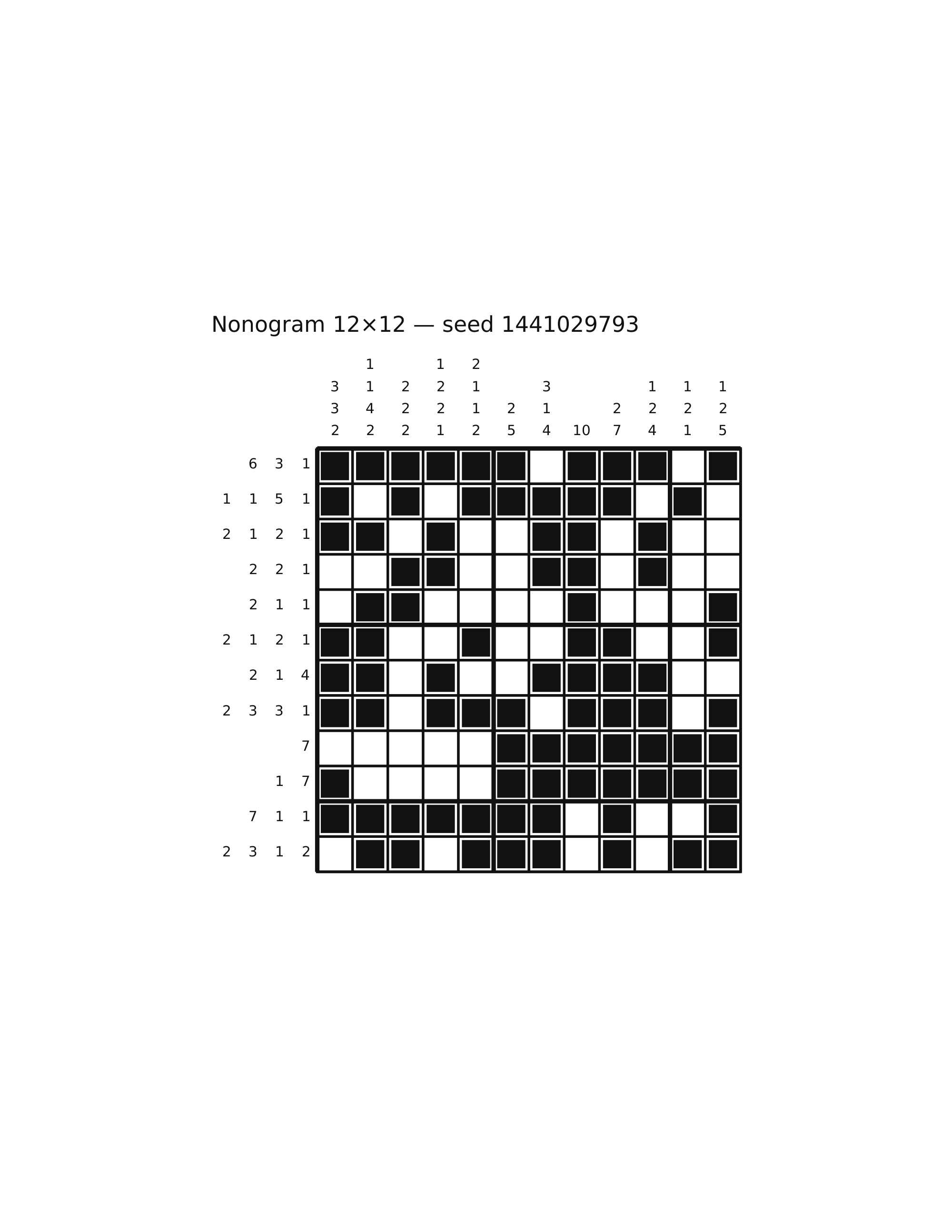 Nonogram 12×12 #58 — solution