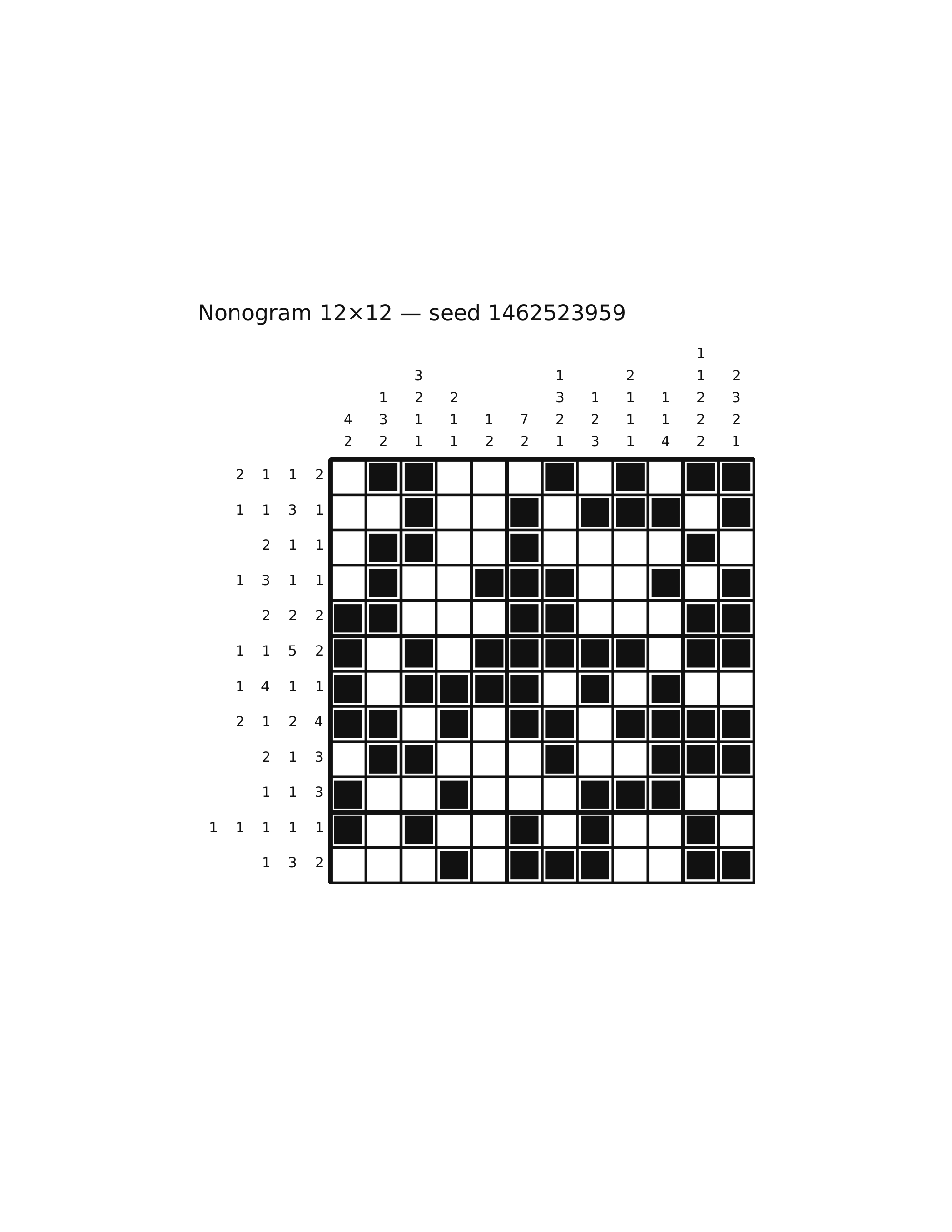 Nonogram 12×12 #50 — solution
