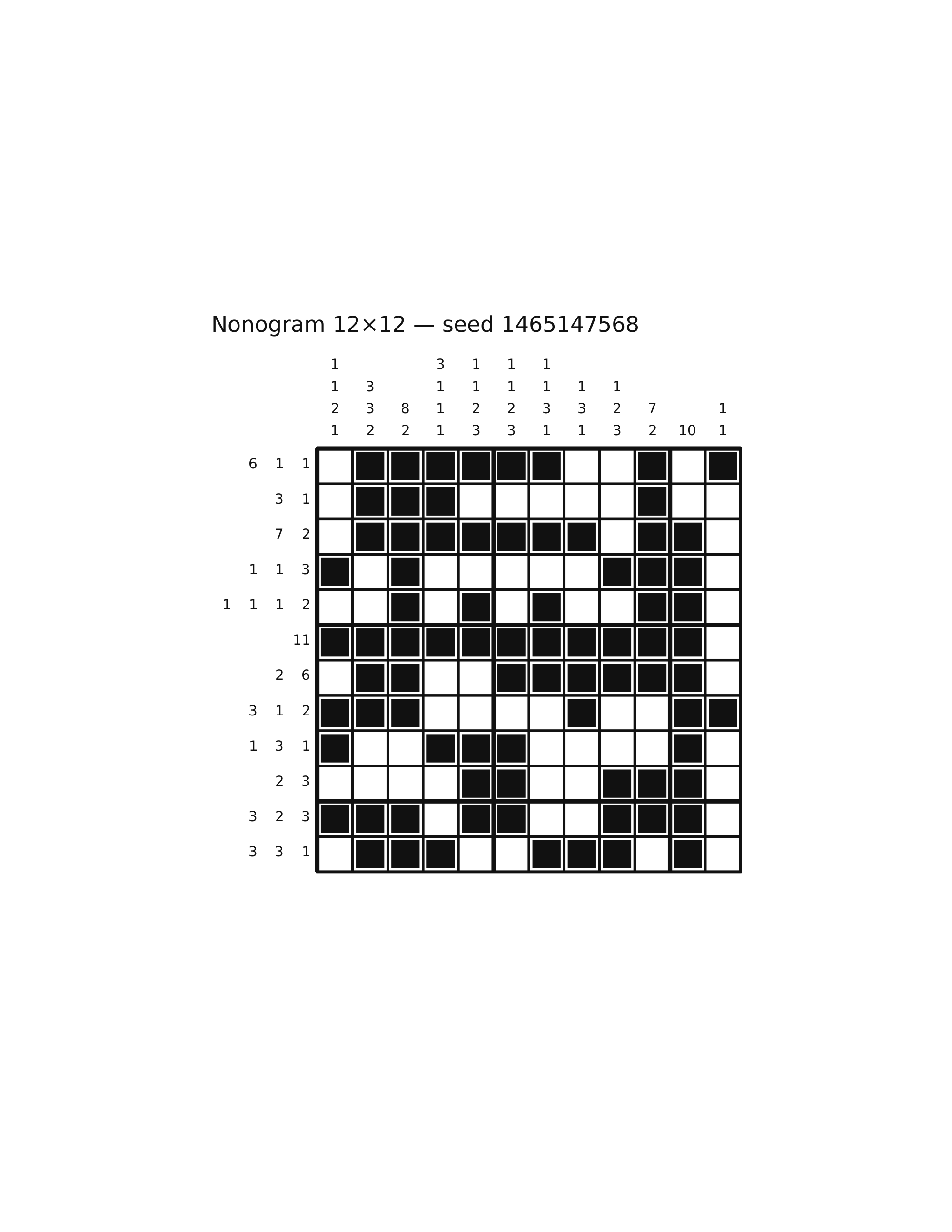 Nonogram 12×12 #43 — solution