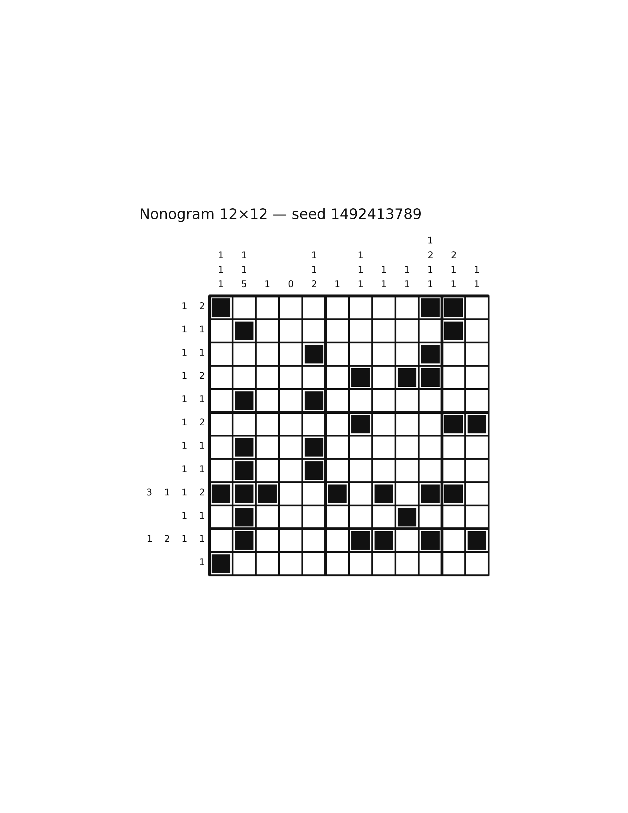 Nonogram 12×12 #42 — solution