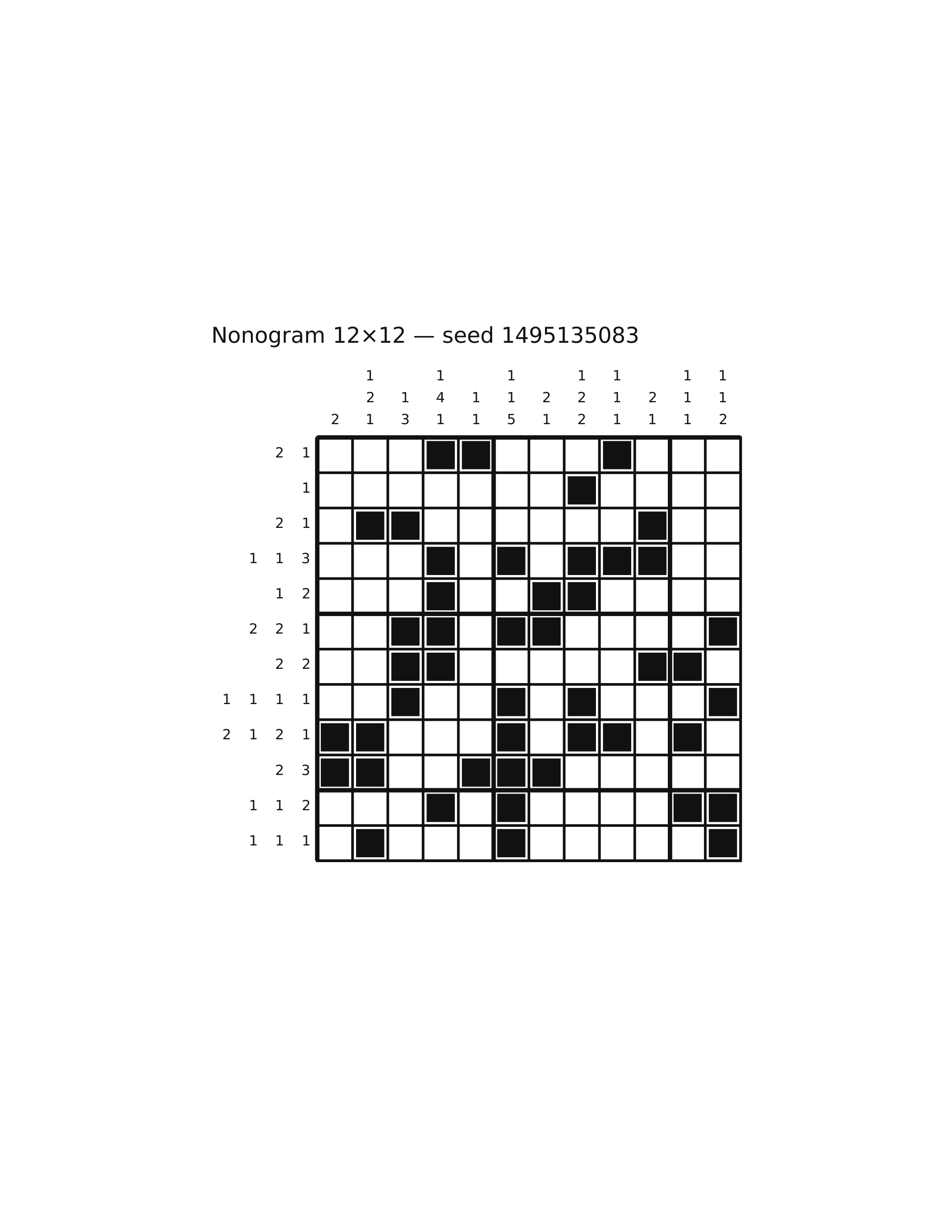 Nonogram 12×12 #67 — solution