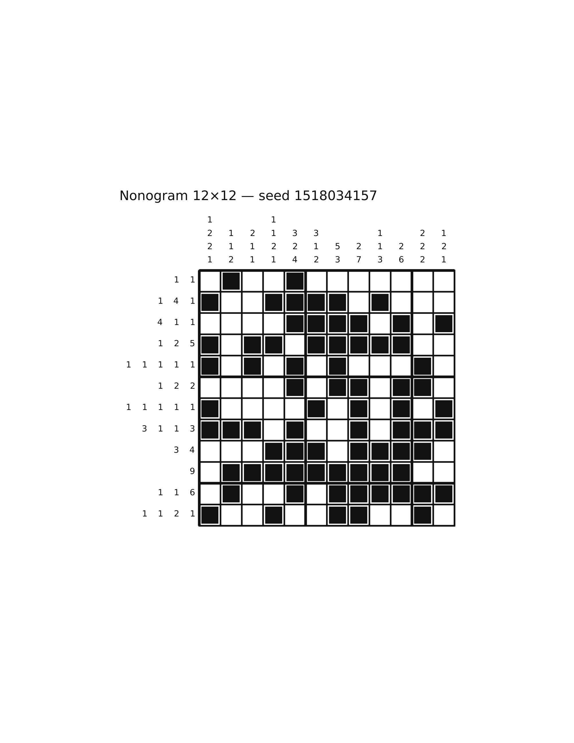 Nonogram 12×12 #67 — solution