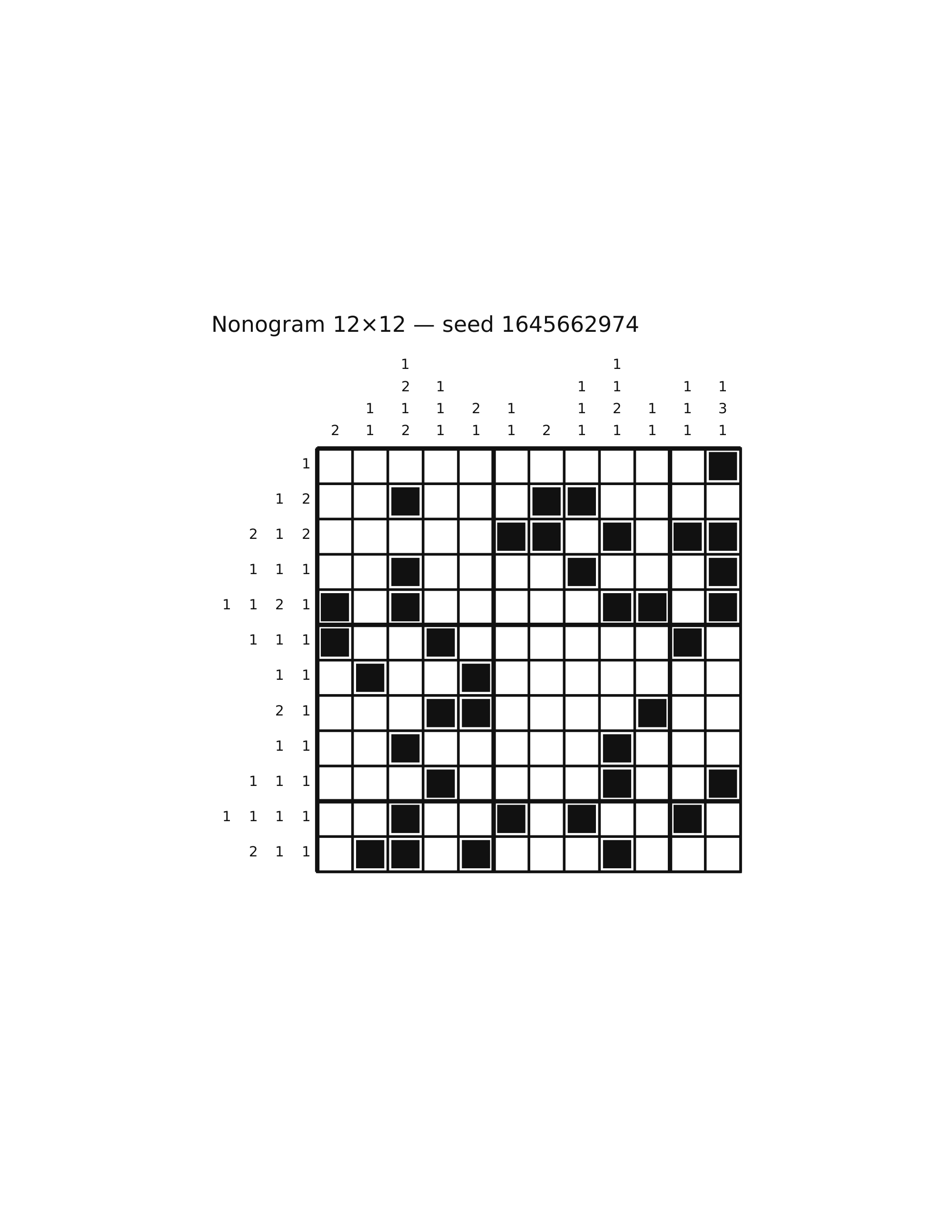 Nonogram 12×12 #26 — solution