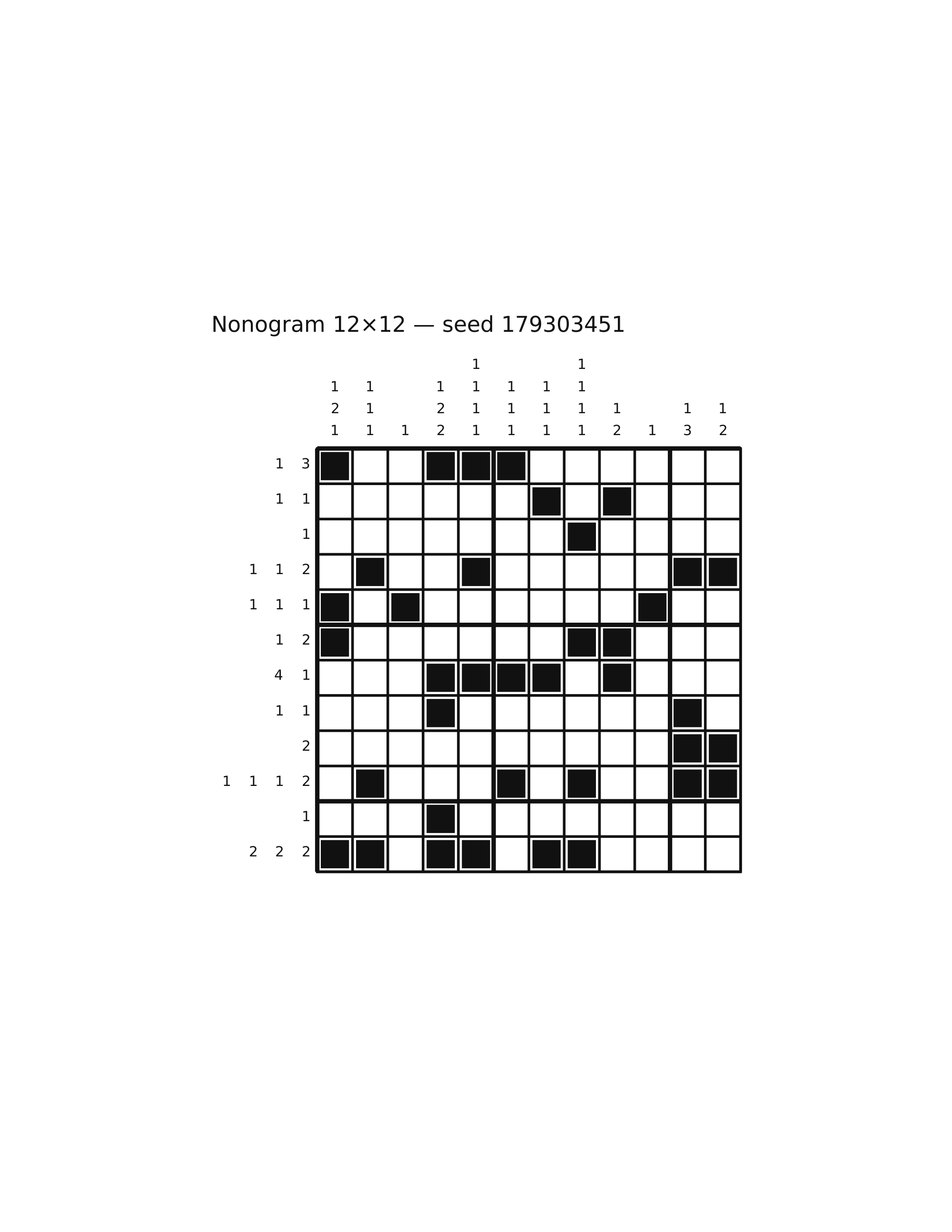 Nonogram 12×12 #27 — solution