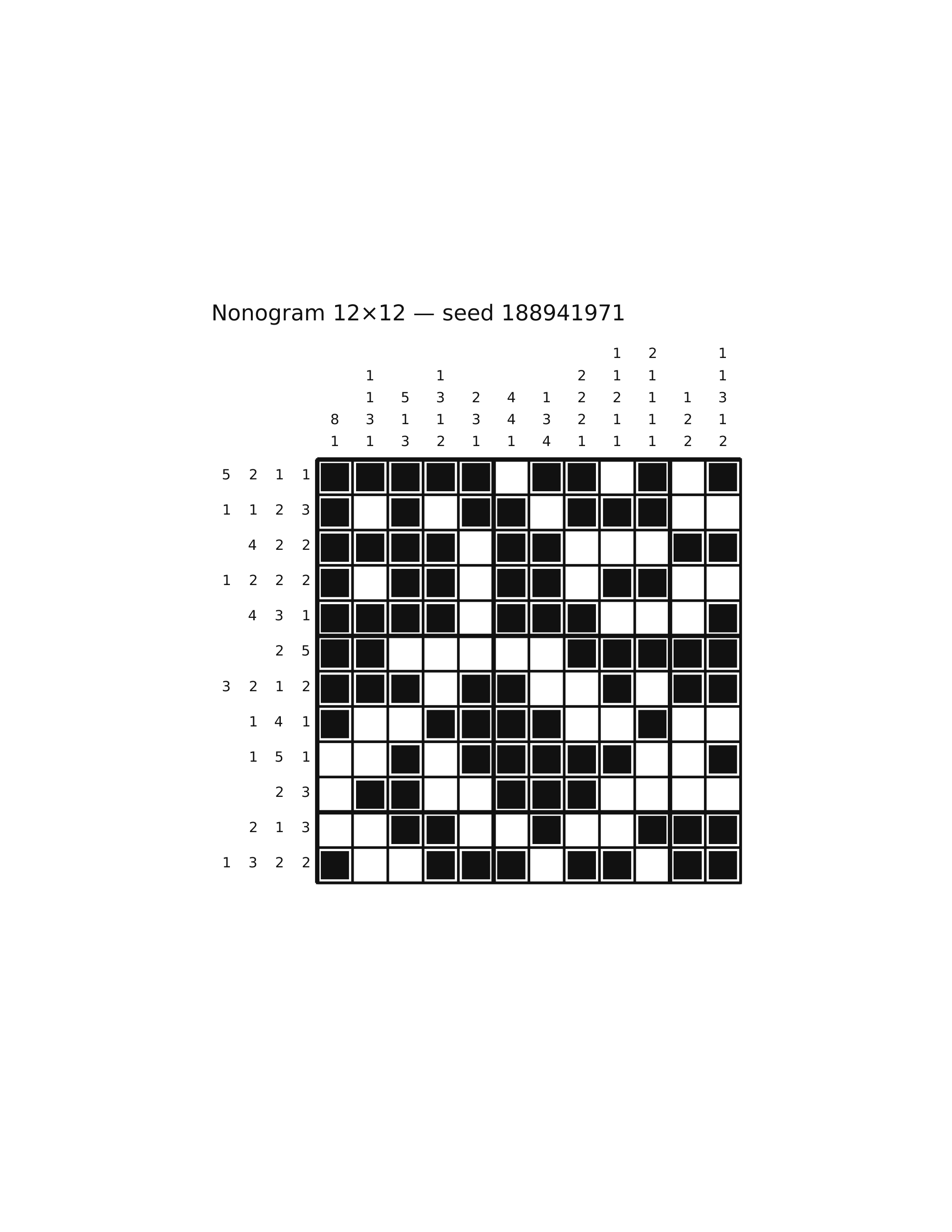 Nonogram 12×12 #61 — solution