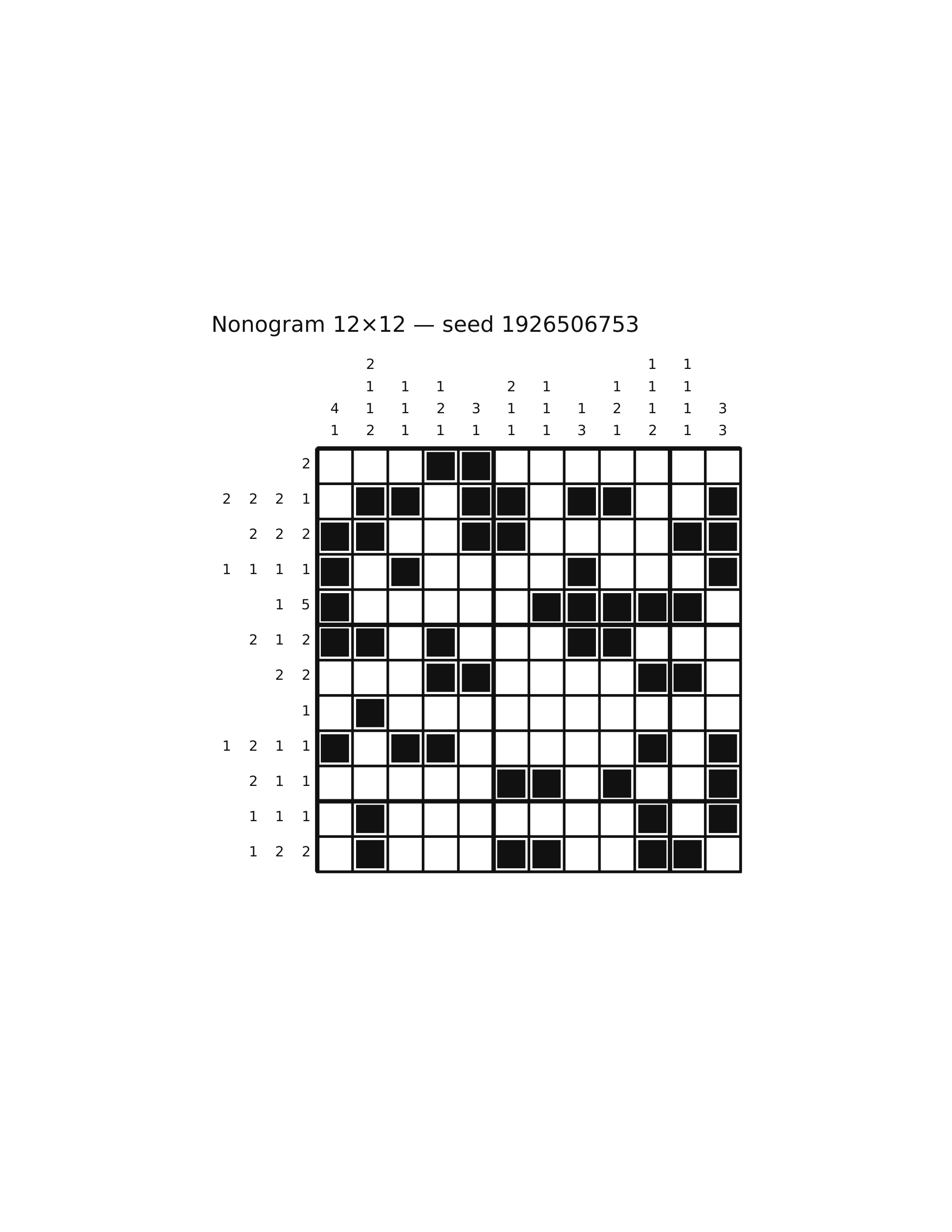 Nonogram 12×12 #56 — solution